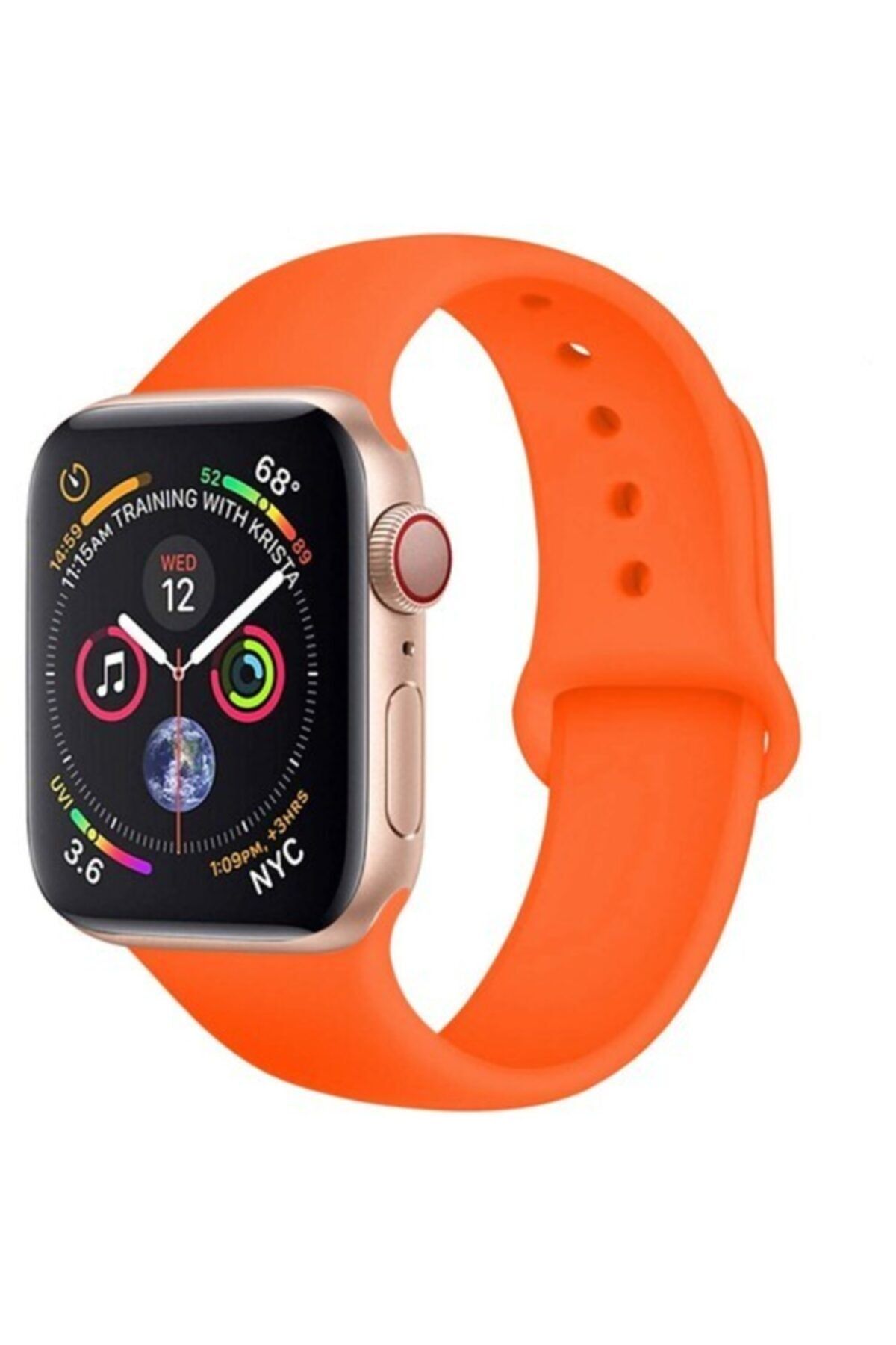 Bilişim Aksesuar Apple Watch 38 - 40 -41 Mm Spor Kordon Silikon Kayış Turuncu S / M Beden