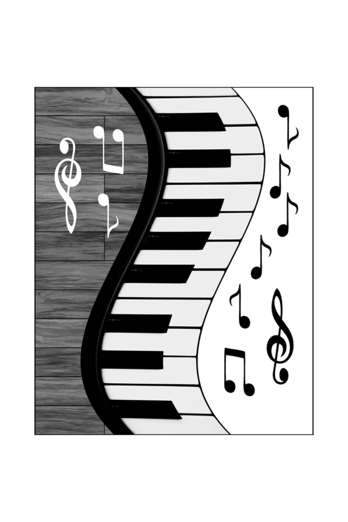 Resmiro Nota Desenli Piyano Tuşu Desenli Dijital Baskılı Halı Rsp390