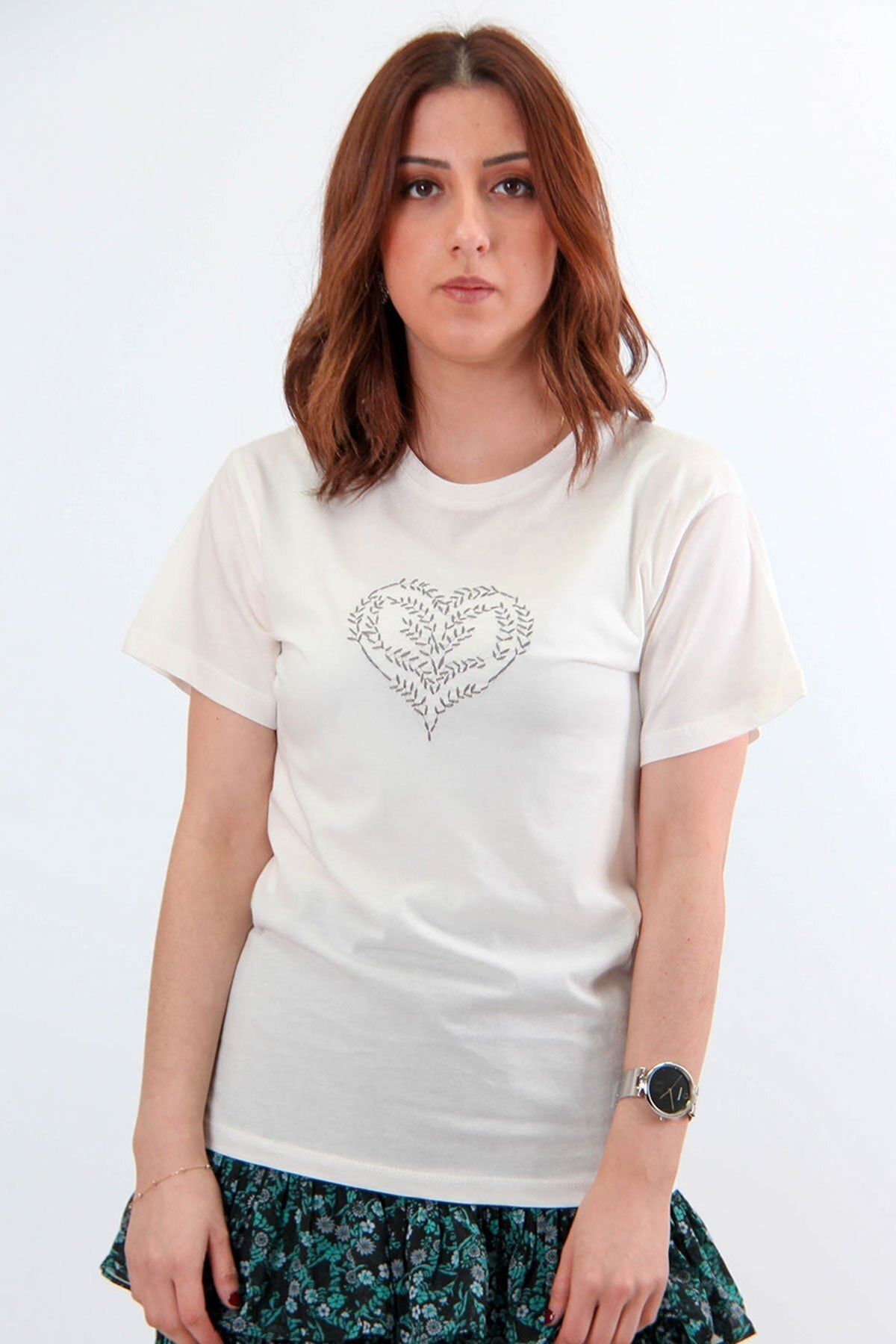 Bebe Plus Önü Kalp Desenli T-shirt 23419