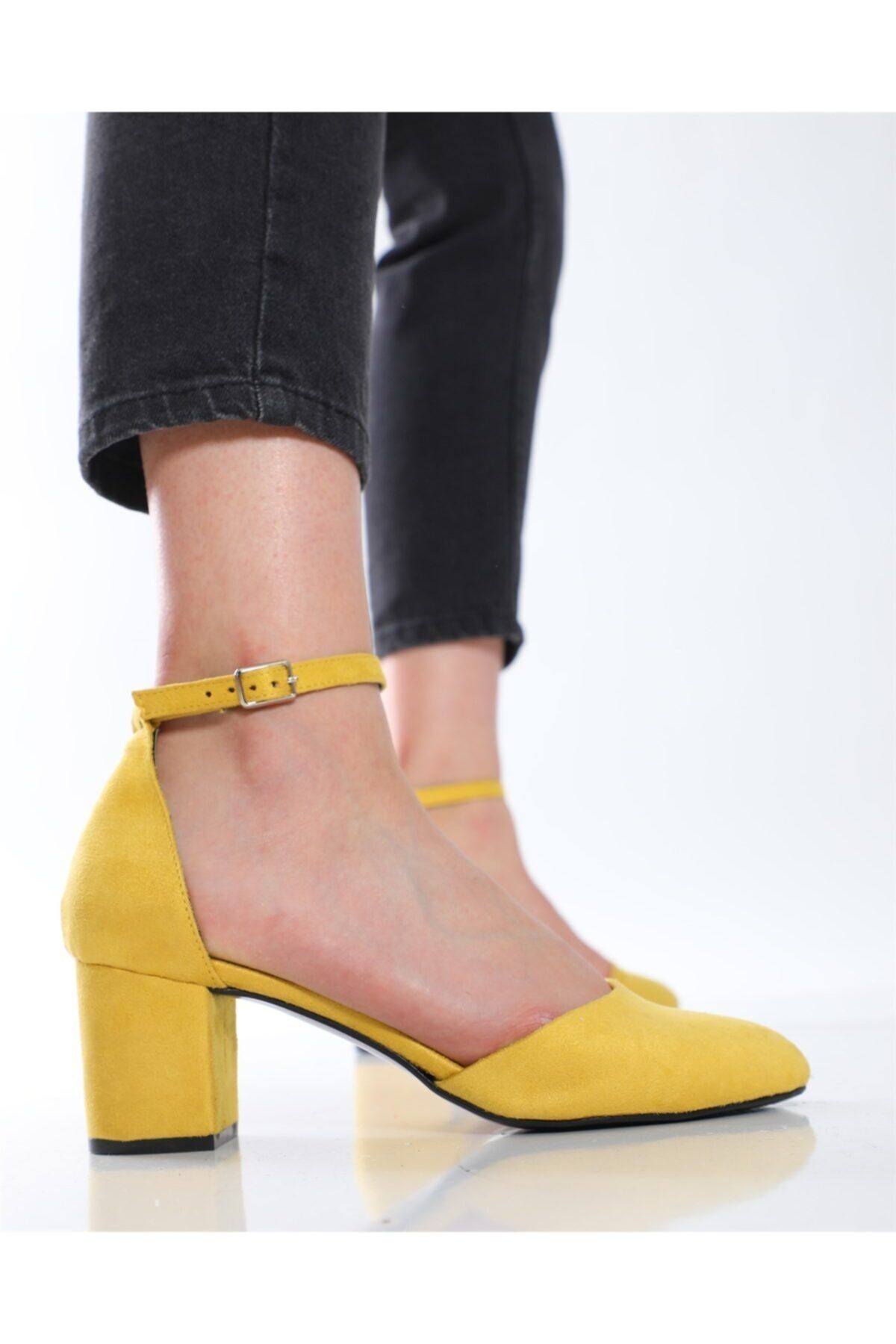 Nizar Deniz Lona Sarı Topuklu Ayakkabı