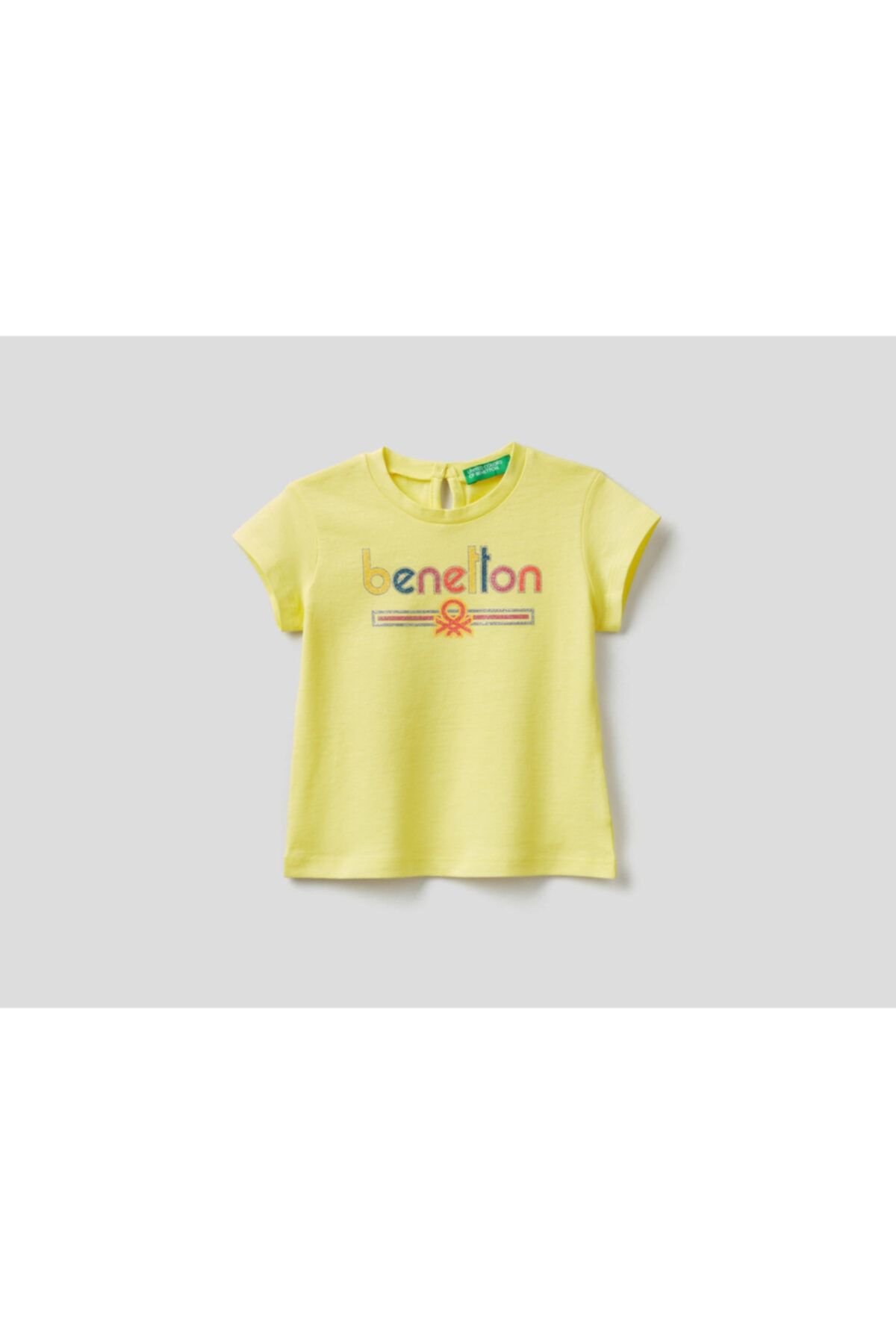 United Colors of Benetton Kız Çocuk Sarı Benetton Yazılı Tshirt