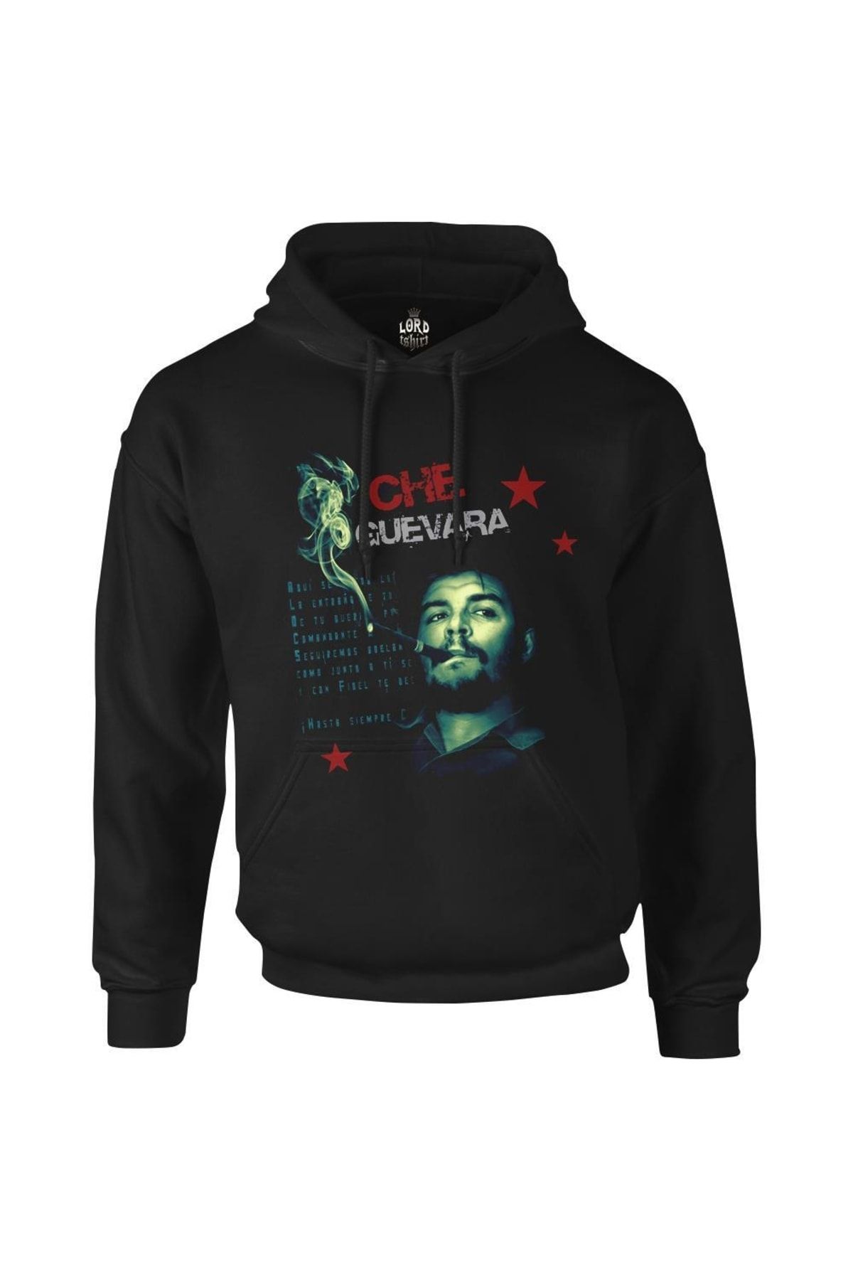 Lord T-Shirt Erkek Siyah Che Guevara - Smoke Fermuarsız Kapşonlu - PH-18
