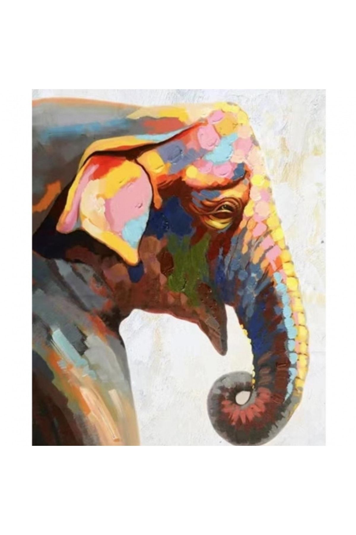 Картина со слоном и лошадью абстракция