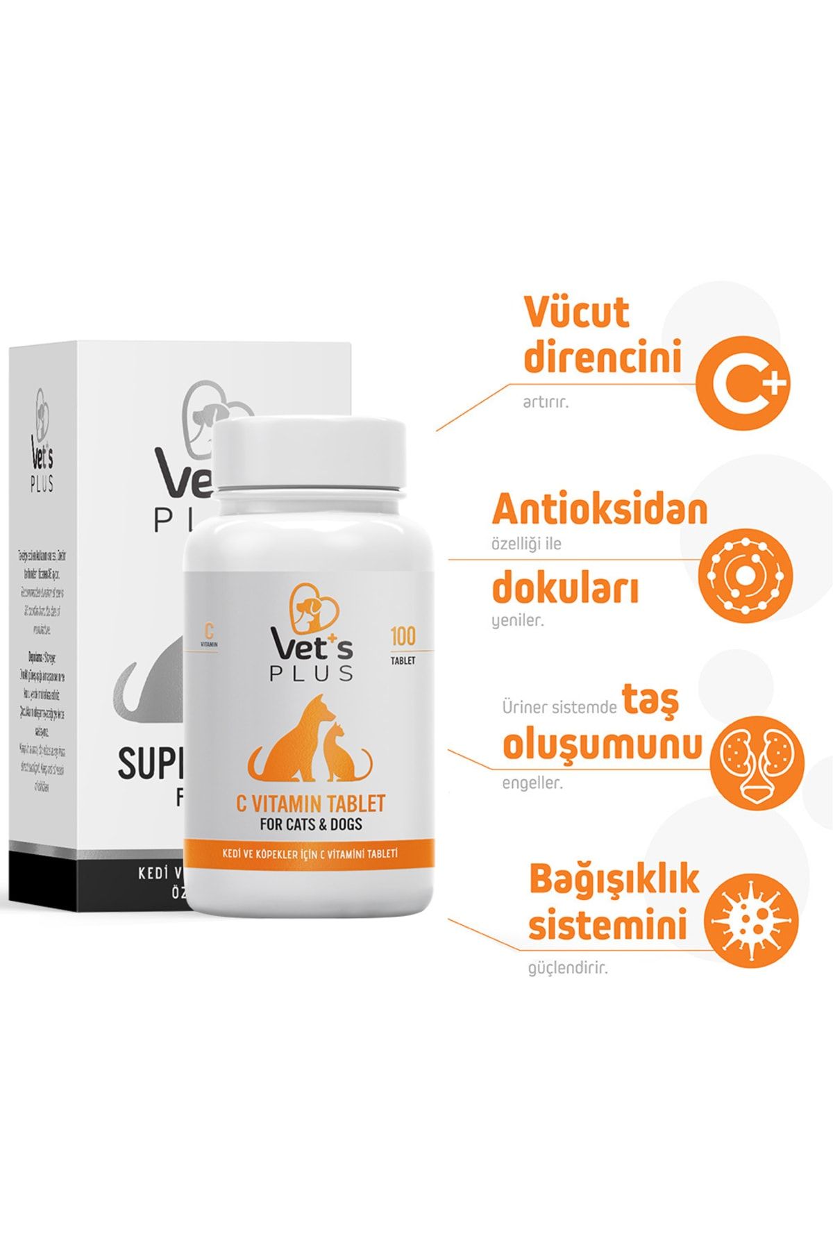 Vet's Plus C Vitamin Tablet 100'lü (kedi Ve Köpekler Için)