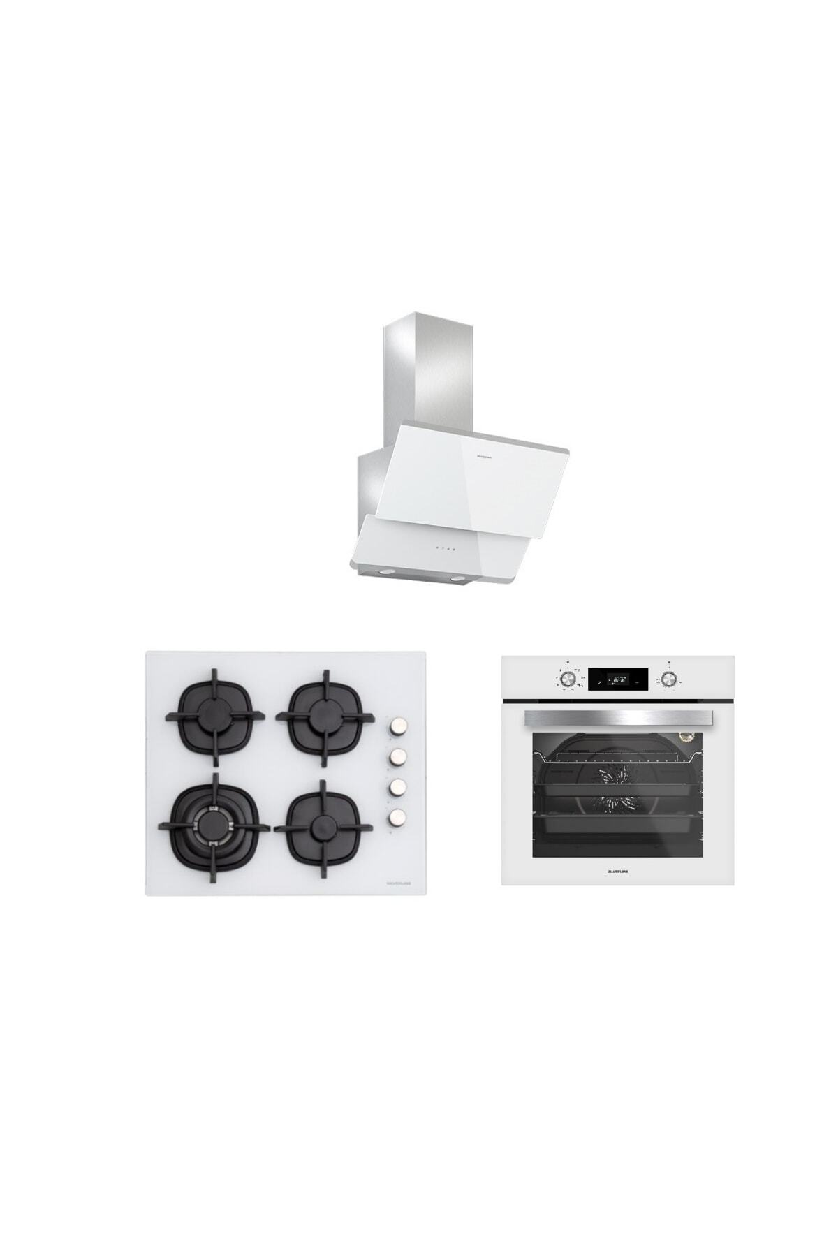 3'lü Beyaz Cam Ankastre Set (3490 Oslo 60 Beyaz54cs5429w0154bo6504w01)