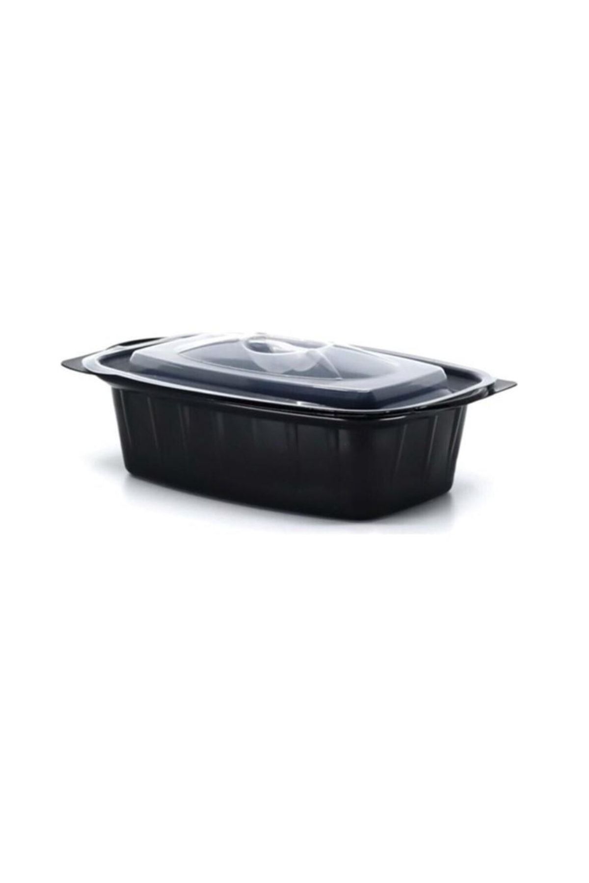 Özge Plastik Sıcak Yemek Kabı Kapaklı Siyah 750 gr. Kap + Kapak