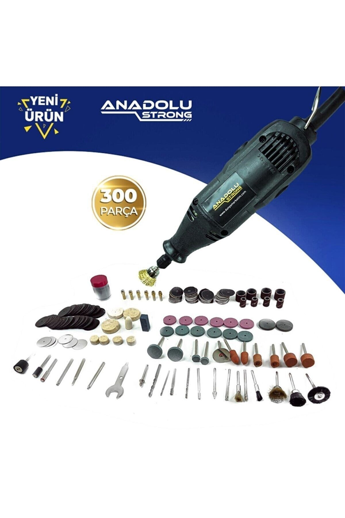 Anadolu Strong Ans1004 300 Parça Gravür Oyma Makinesi Dremel Taşlama Zımpara Kesme Seti