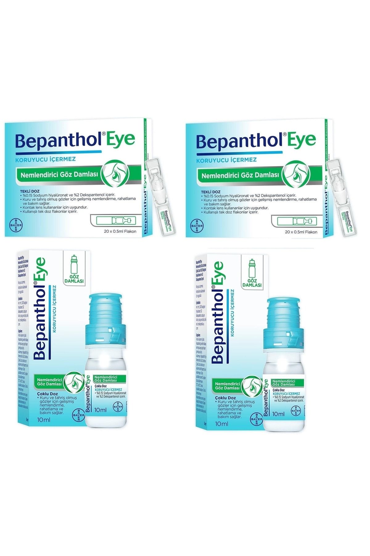 Bepanthol Eye Göz Damlası 10 ml 2 Adet + Eye Göz Damlası 0,5 Ml X 20 Flakon 2 Adet