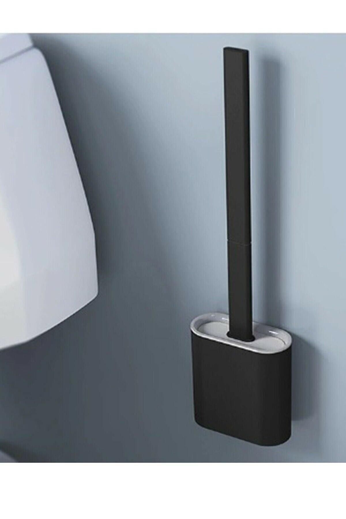 Lilya Home Silikon Tuvalet Fırçası Siyah Banyo Bükülebilir Silikon Wc Fırçası