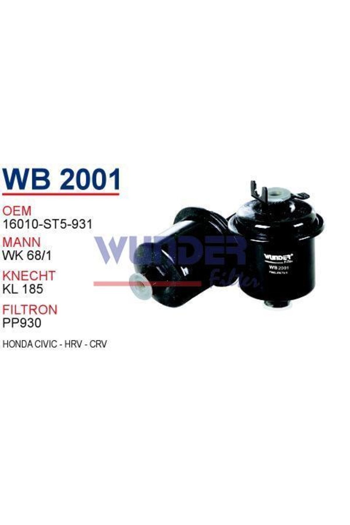 WUNDER Wb2001 Mazot Filtresi - Honda Civic - Hrv - Crv