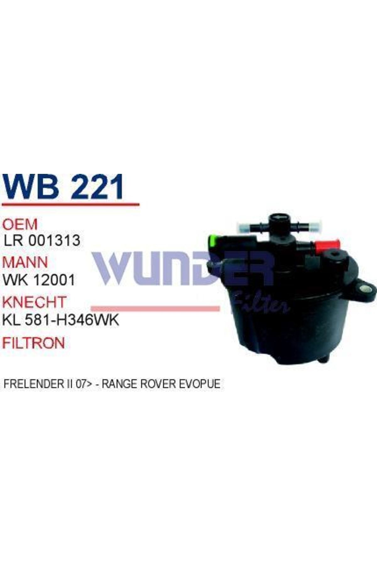 WUNDER Wb221 Mazot Filtresi - Frelender Iı 07- - Range Rover Evoque