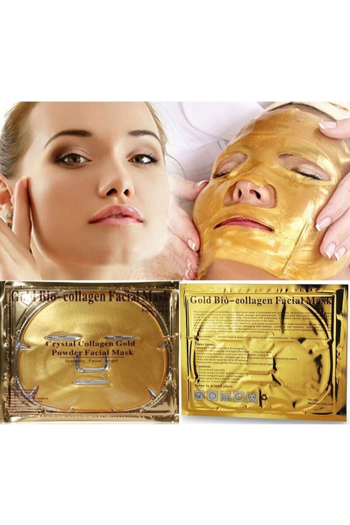 ADIM BEAUTY Gold Bio Yüz Maskesi - Altın Ve Kolajen Maske 5 Adet