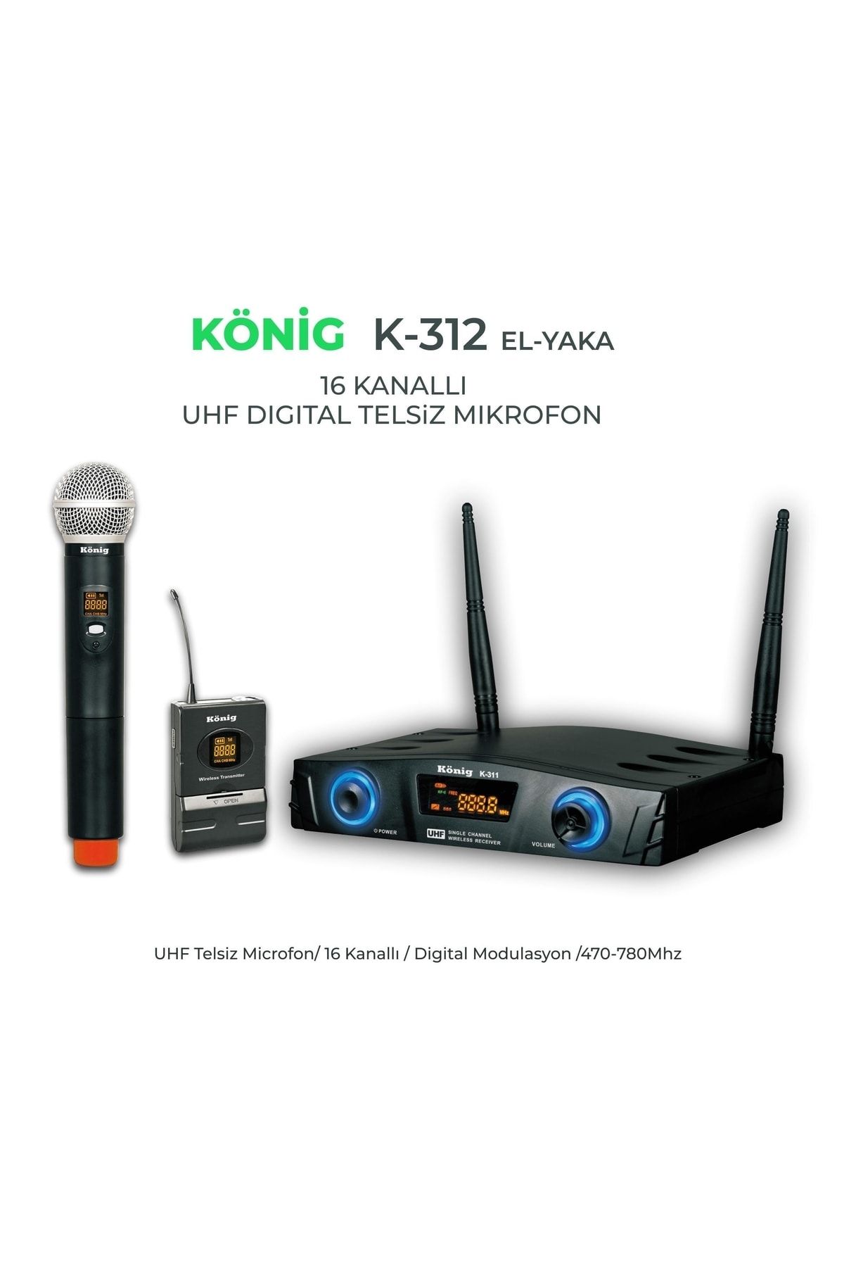 König El  Yaka 16 Kanal Uhf Telsiz Mikrofon K-312