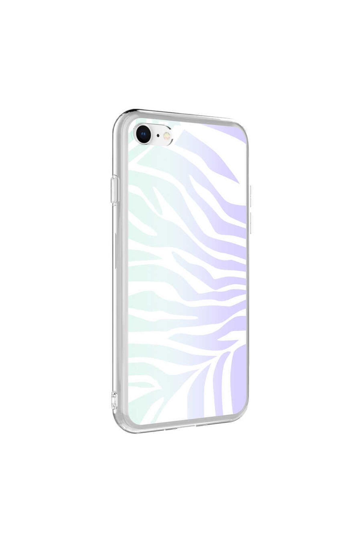 Nezih Case Iphone Se 2020 Uyumlu M-blue Zebra Desenli Fosforlu Silikon Kılıf