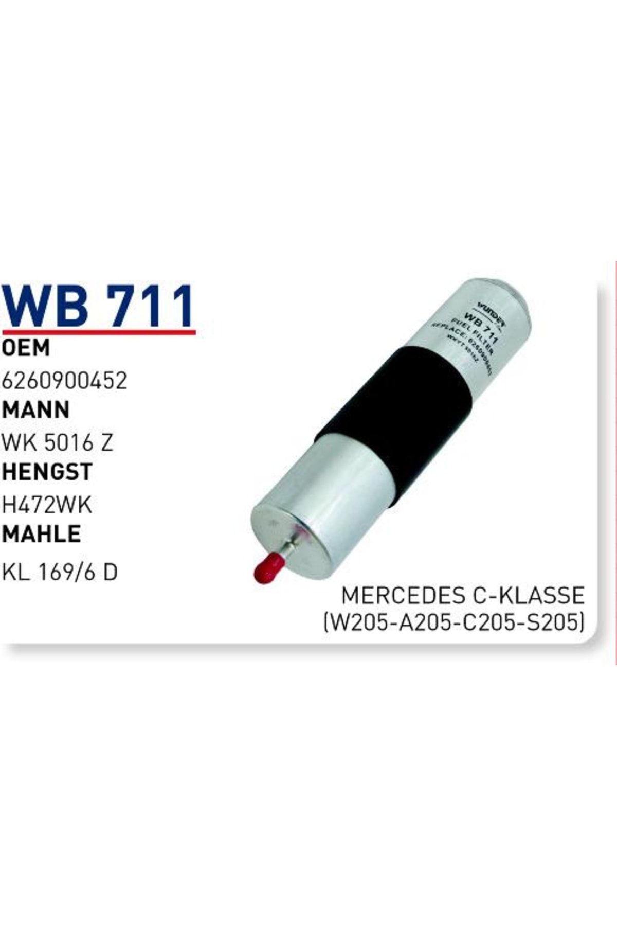 WUNDER Wb711 Mazot Filtresi - Mercedes C-klasse(w205-a205-c205-s205)