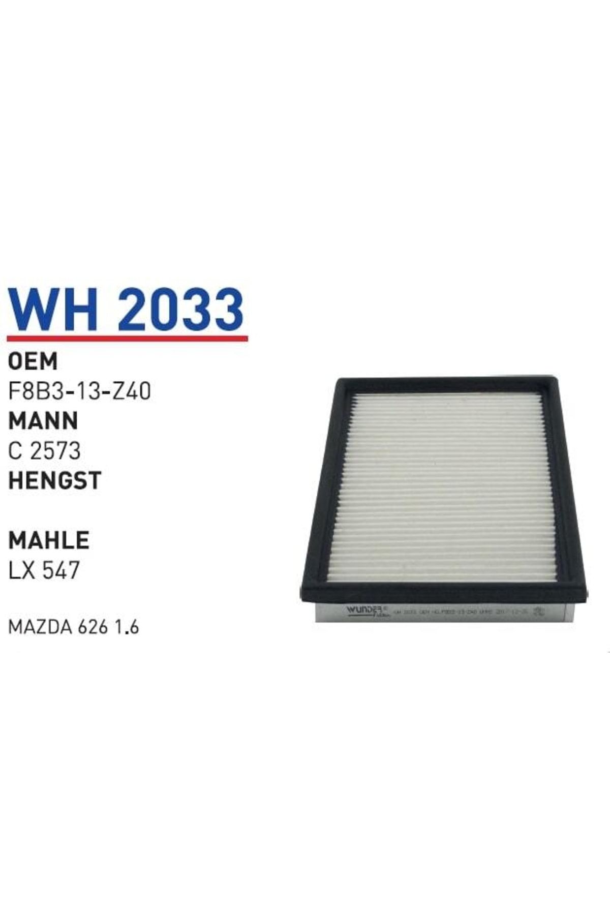 WUNDER Wh2033 Hava Filtresi - Mazda 626 1.6