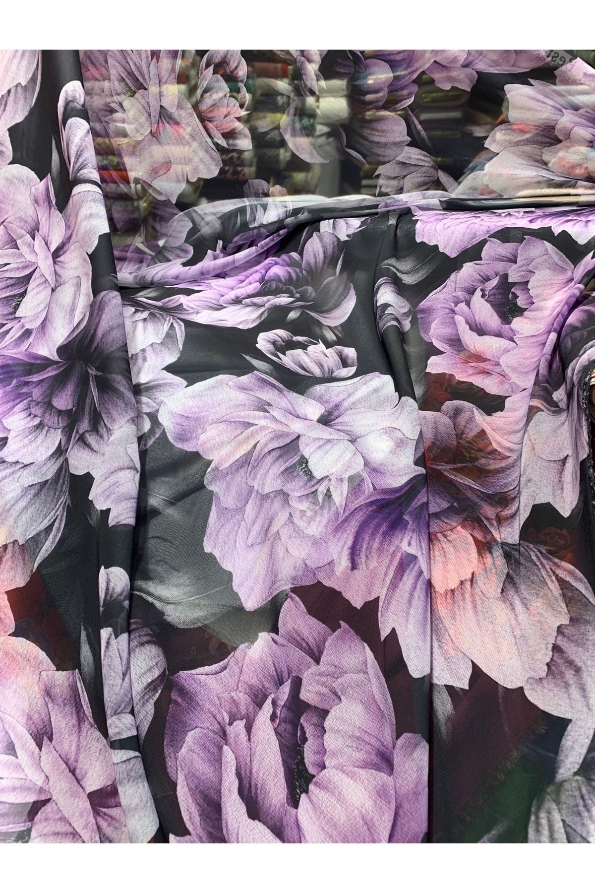 Nadirzade Kumaşçılık Özel Tasarım Ipek Şifon Elbise Kumaşı / (150 Cm Eninde)