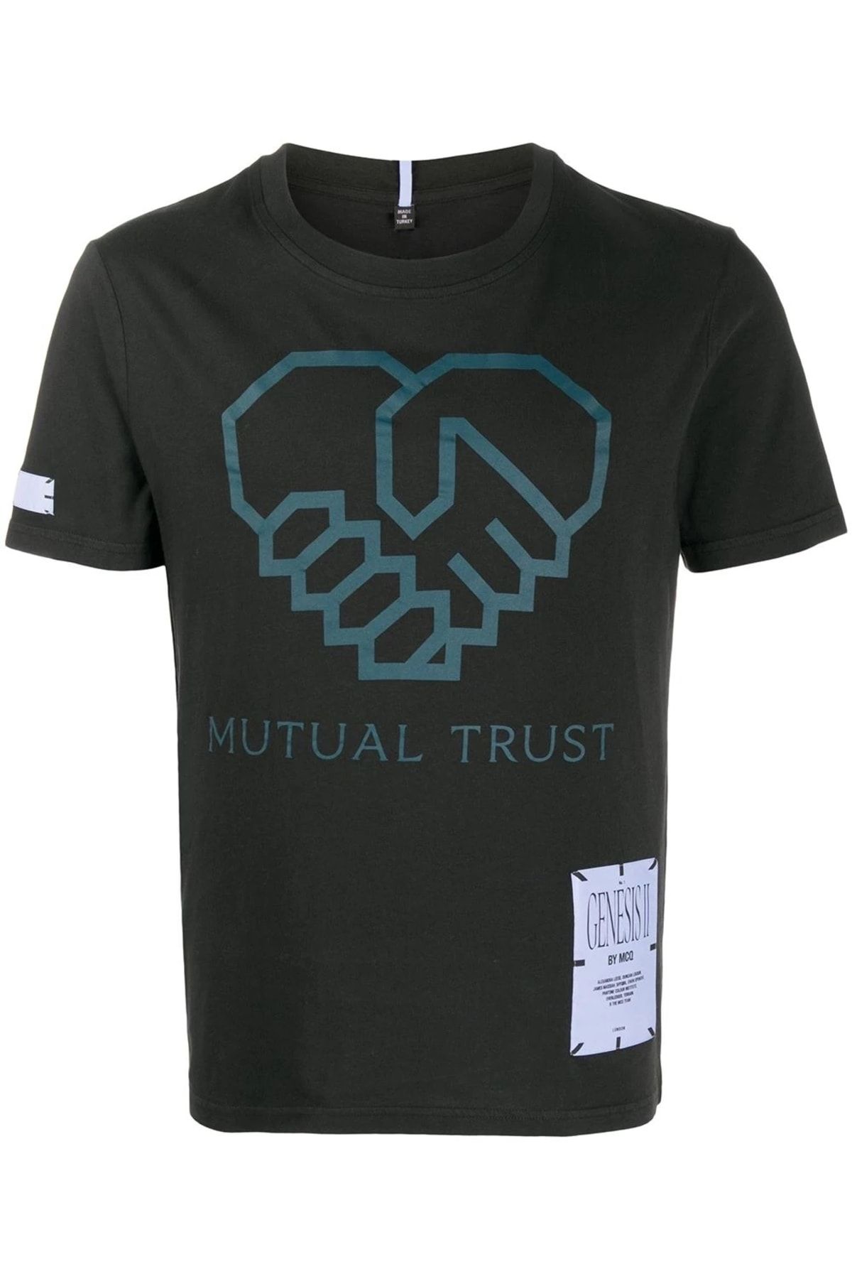 ALEXANDER MCQUEEN Genesis Iı Mutual Trust Handshake Baskı Siyah T-shirt