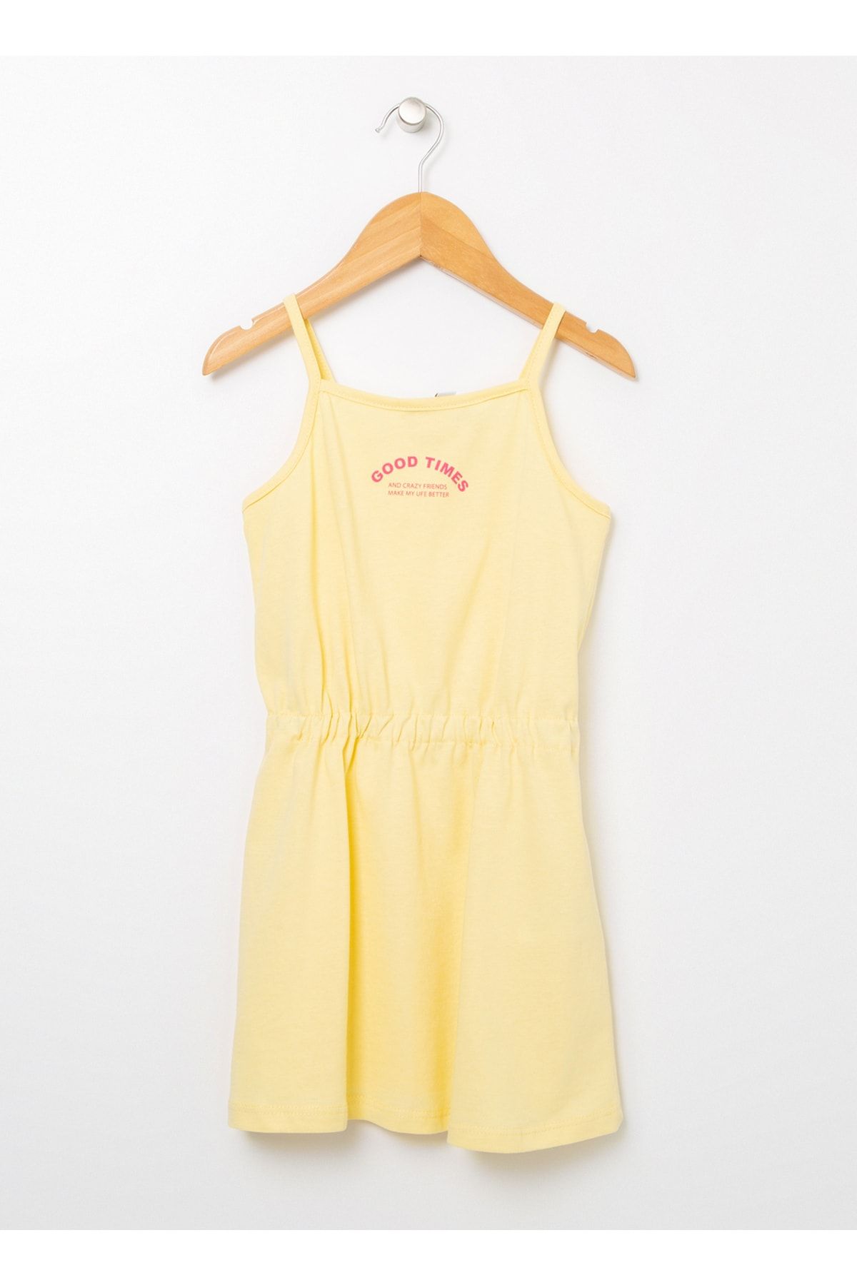 LİMON COMPANY Limon Crazy Gırl Sarı Düz Yaka Geniş Fit Kız Çocuk Elbise