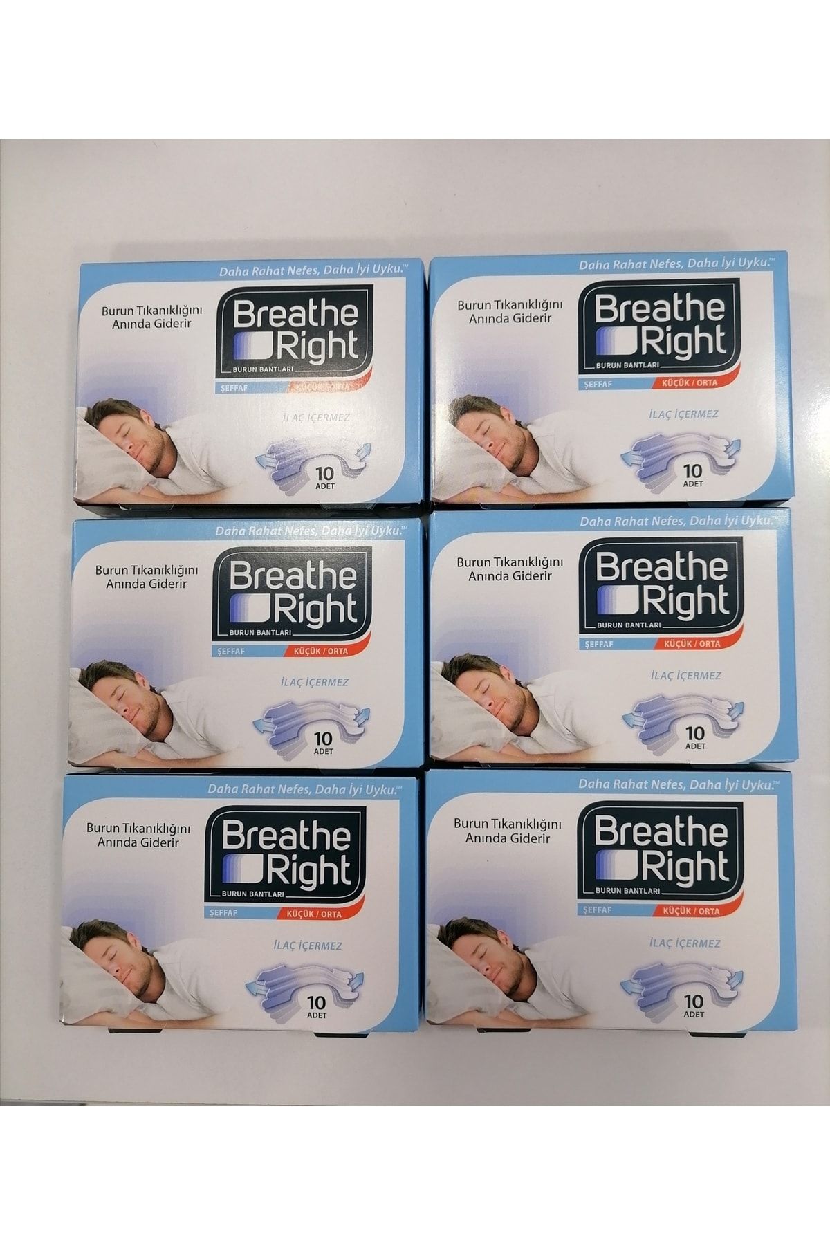 Breathe Right Şeffaf Burun Bandı Küçük Orta Boy 6lı Paket 60 Adet