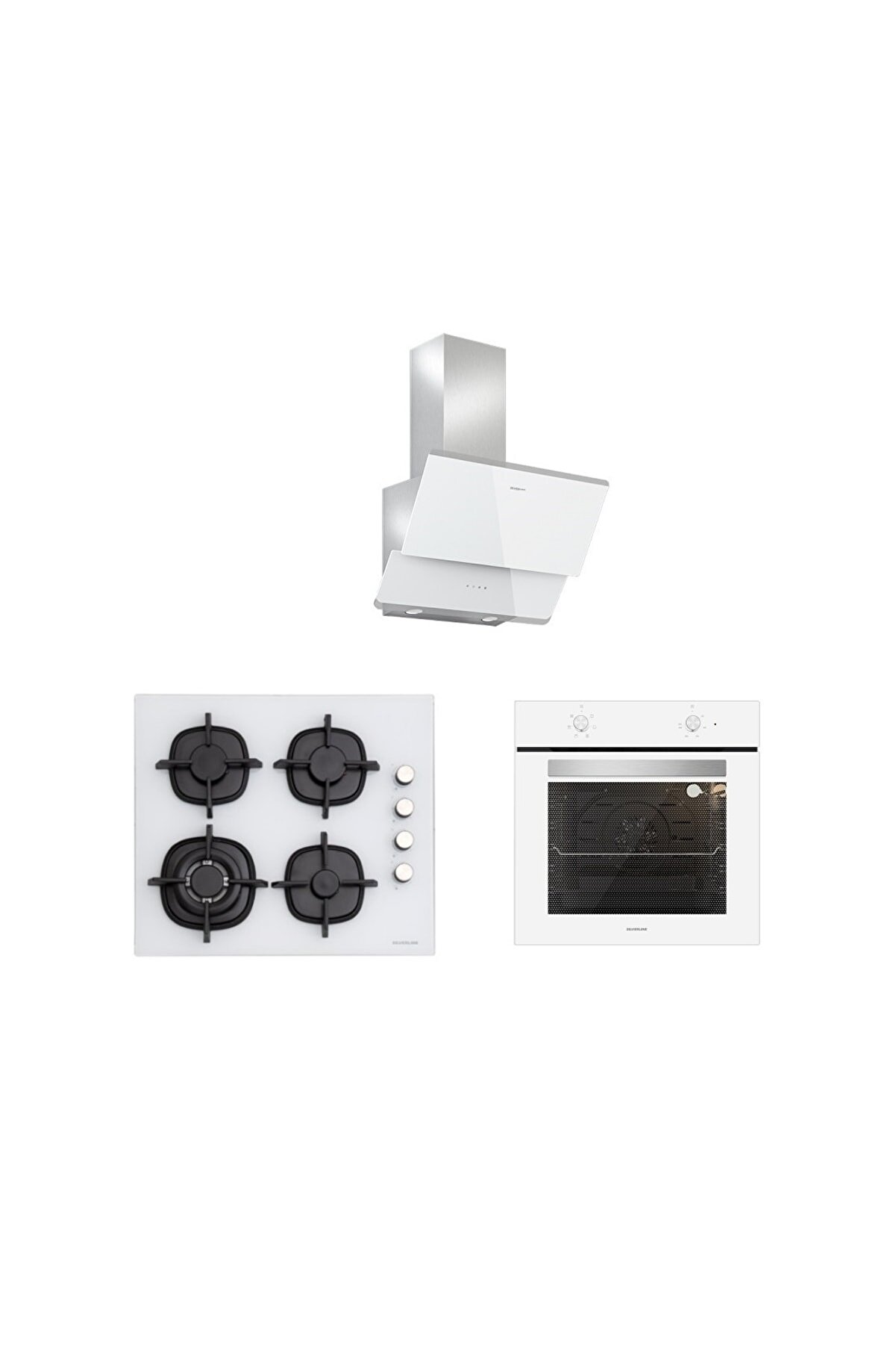 3'lü Beyaz Cam Ankastre Set (3490 Oslo 60 Beyaz59cs5429w0159bo6501w01)