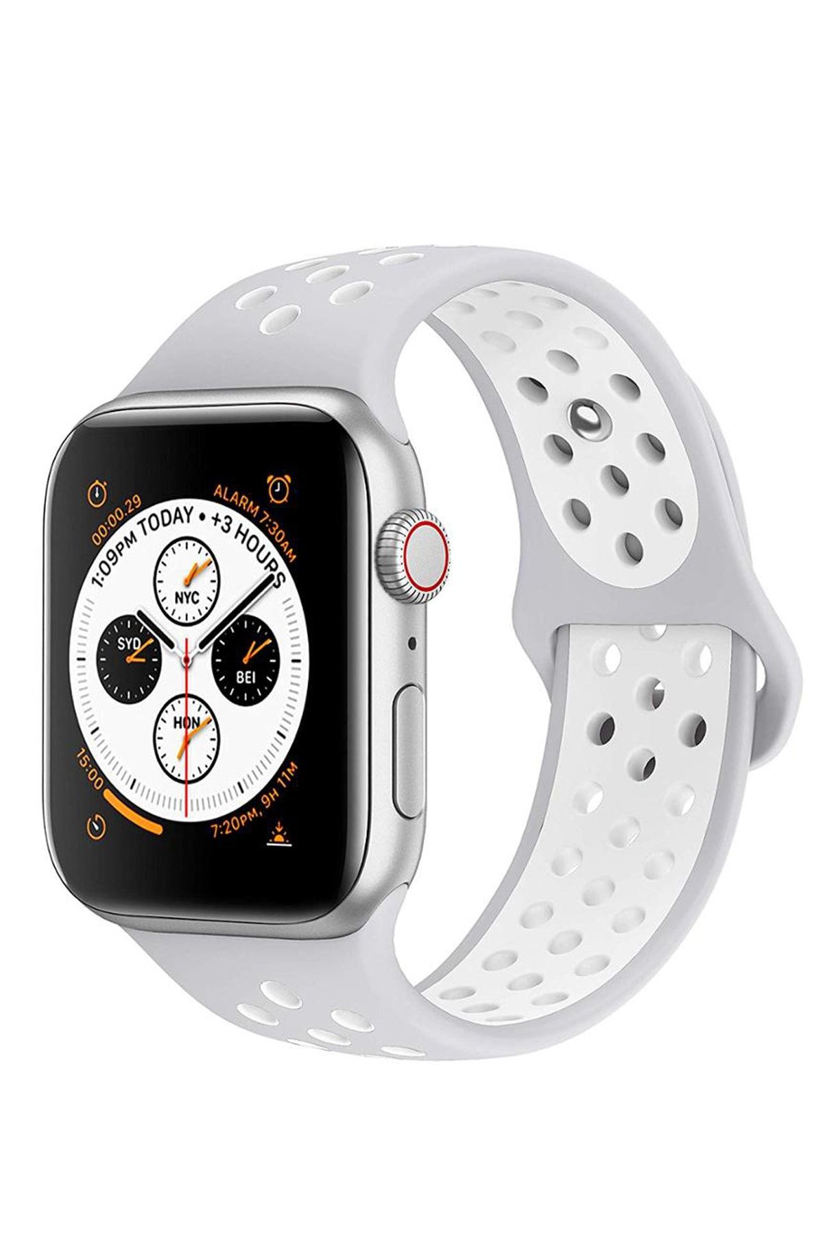 Robotekno Apple Watch Silikon Delikli Kordon Iwatch Uyumlu Kayış Seri 1 | 2 | 3 | 4 | 5 - 38 mm/40 mm