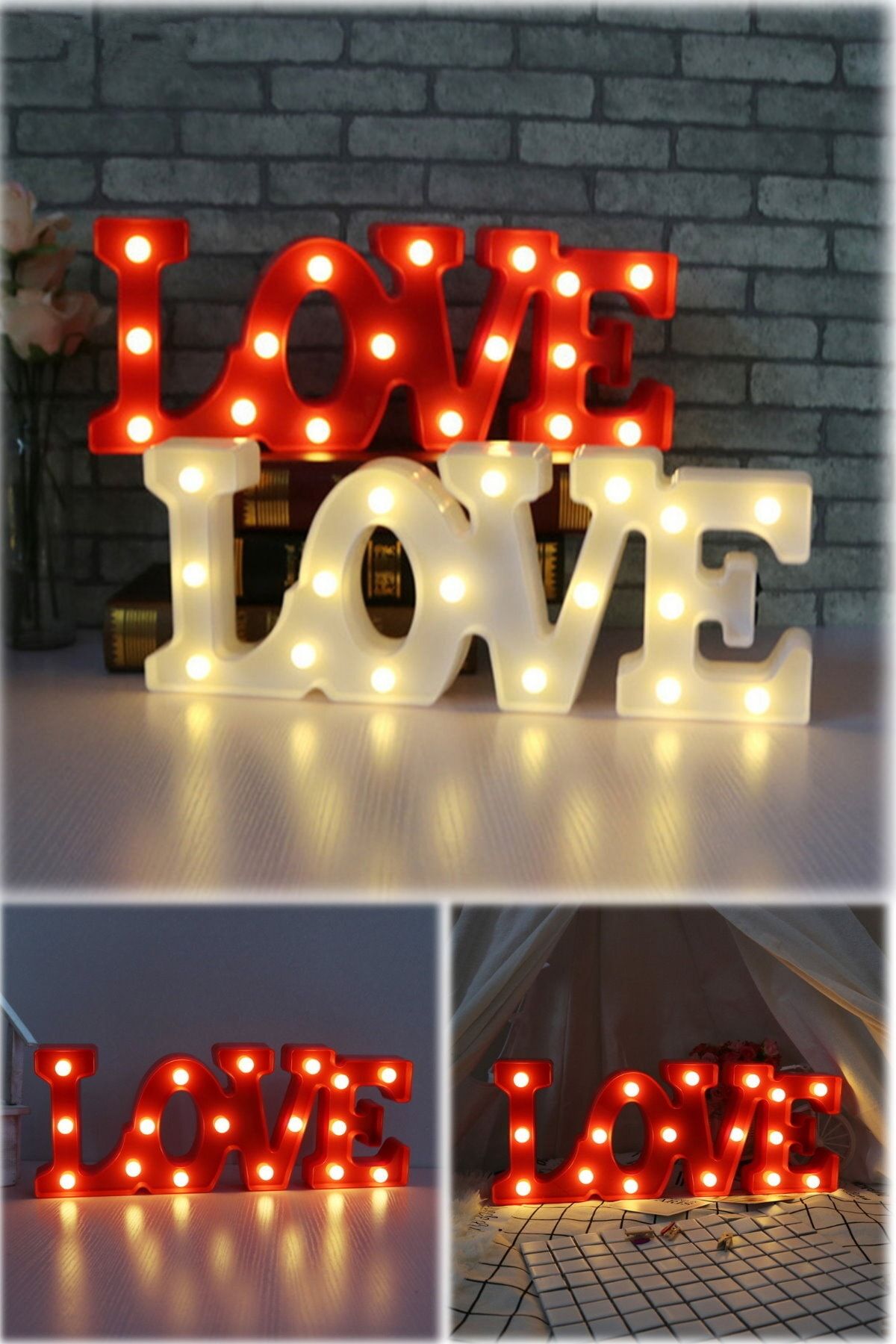 Utelips Love Yazılı Ev Dekorasyon Aşk Tutku Hediyelik Yatak Odası Lambası Gece Aydınlatma Yazılı Led Hediye