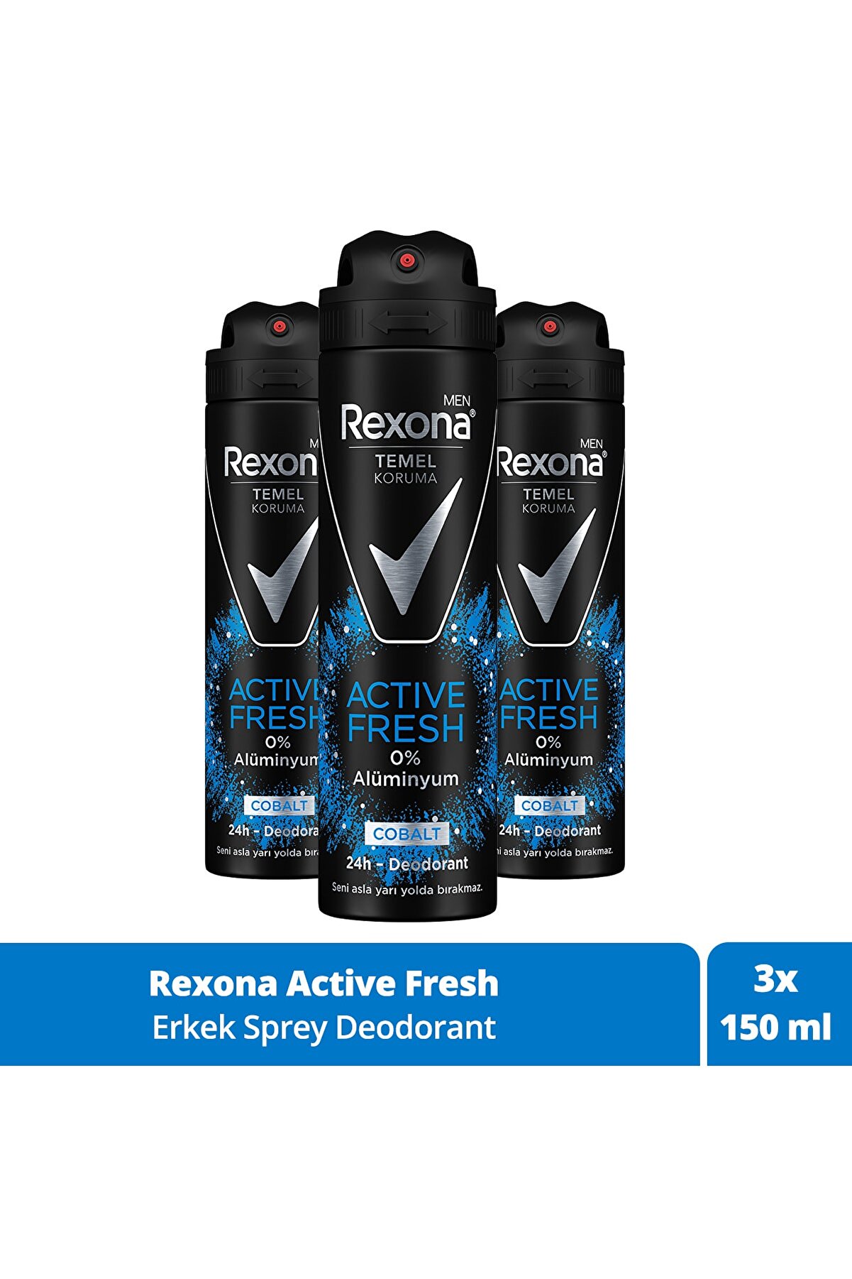 Rexona Men Temel Koruma Active Fresh Erkek Sprey Deodorant Cobalt 150 ml X3 Adet