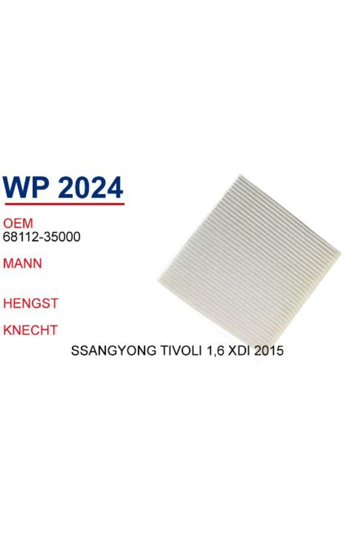 WUNDER Wp2024 Polen Filtresi   Uyumlu  - Ssangyong Tivoli 1,6 Xdi 2015