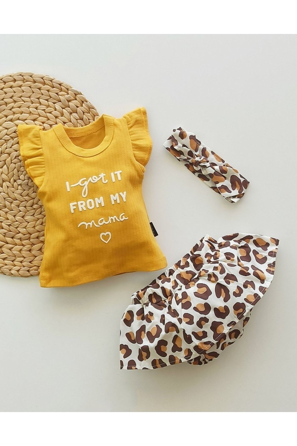 Cimcime Bebe Leopar Etekli Kız Bebek Takım