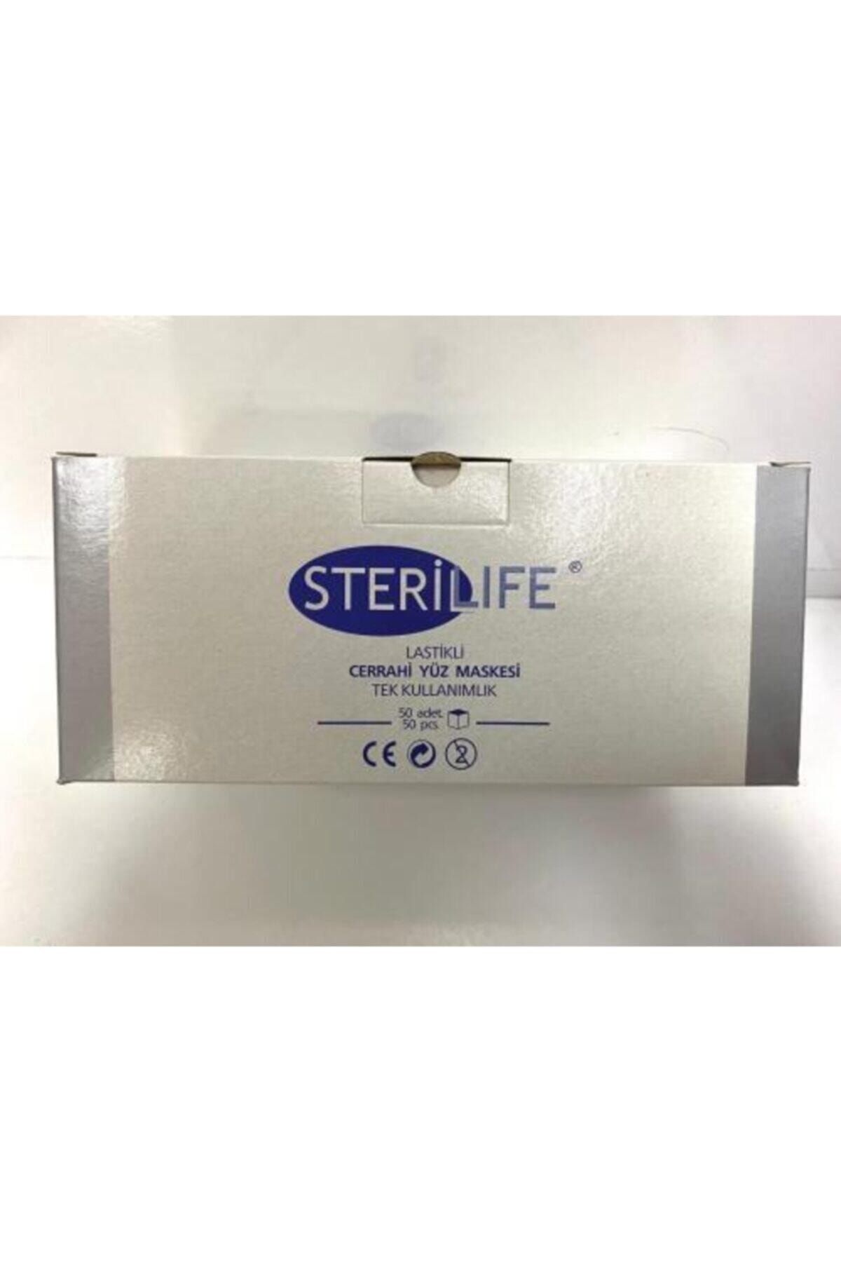STERİLIFE Sterilife 3 Katlı Orta Katmanı Filtreli Ince Lastikli Cerrahi Yüz Maskesi 50 Adet / Paket Mavi Ren