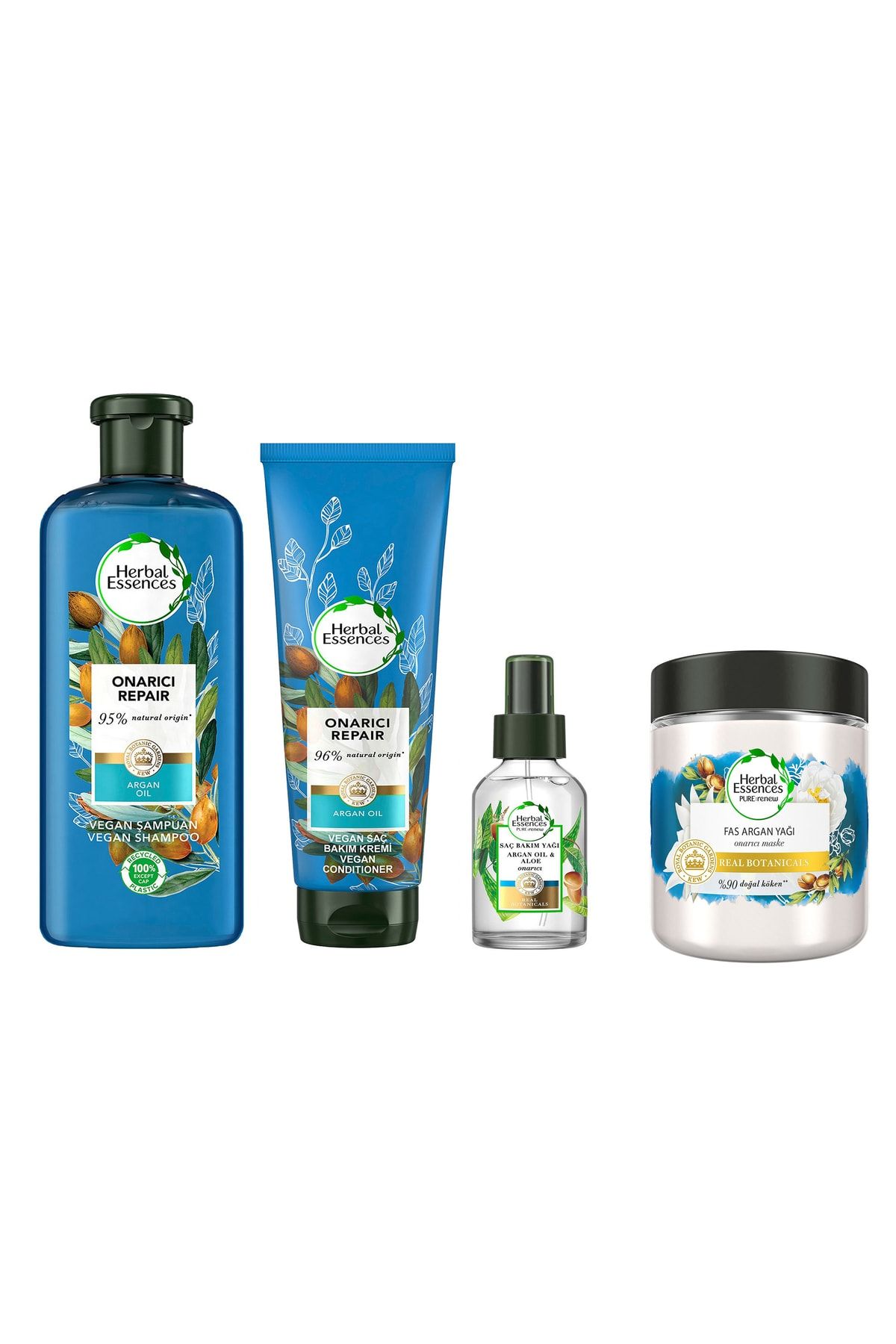 Herbal Essences Vegan Şampuan Onarıcı Argan Yağı 400 Ml Krem Yağ Ve Maske 4'lü Set