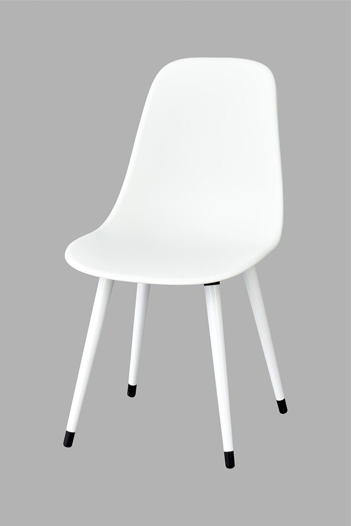 VİLİNZE Eames Beyaz Ahşap Ayak Plastik Beyaz Sandalye