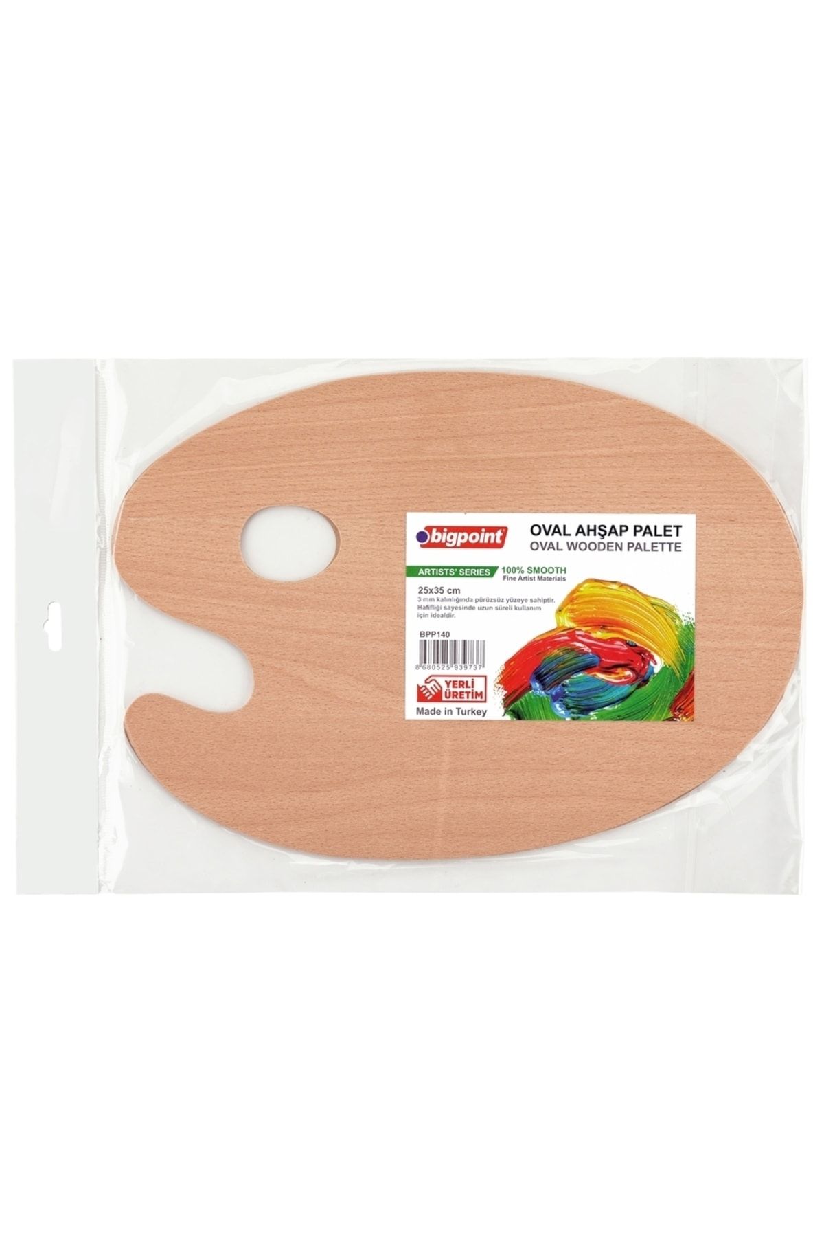 Bigpoint Ahşap Sanatsal Oval Resim Paleti (25CM X 35CM)