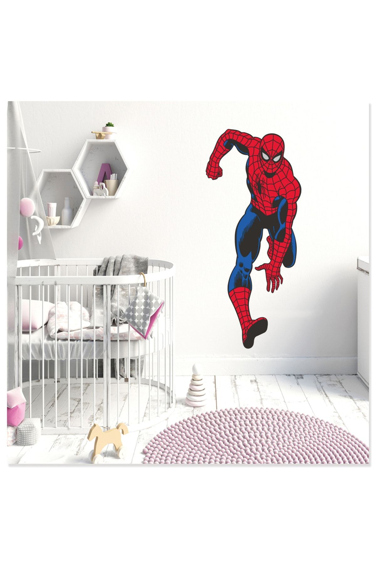 Sticker Sepetim Koşan Spiderman - Örümcek Adam Iı Dekoratif Çocuk Odası Duvar Sticker Duvar Süsü