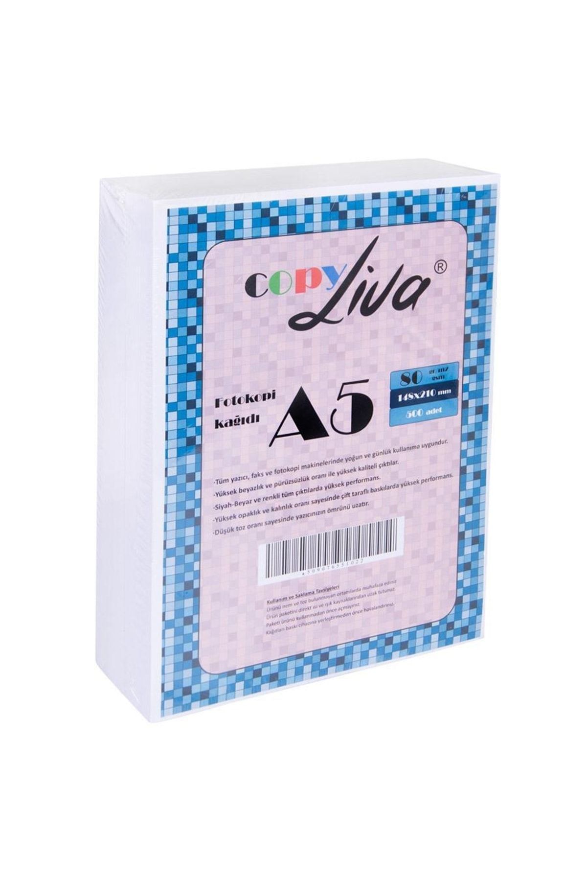 Liva Copy A5 Fotokopi Kağıdı 80G 10 Paket 5000 Syf A4'Ün Yarısı