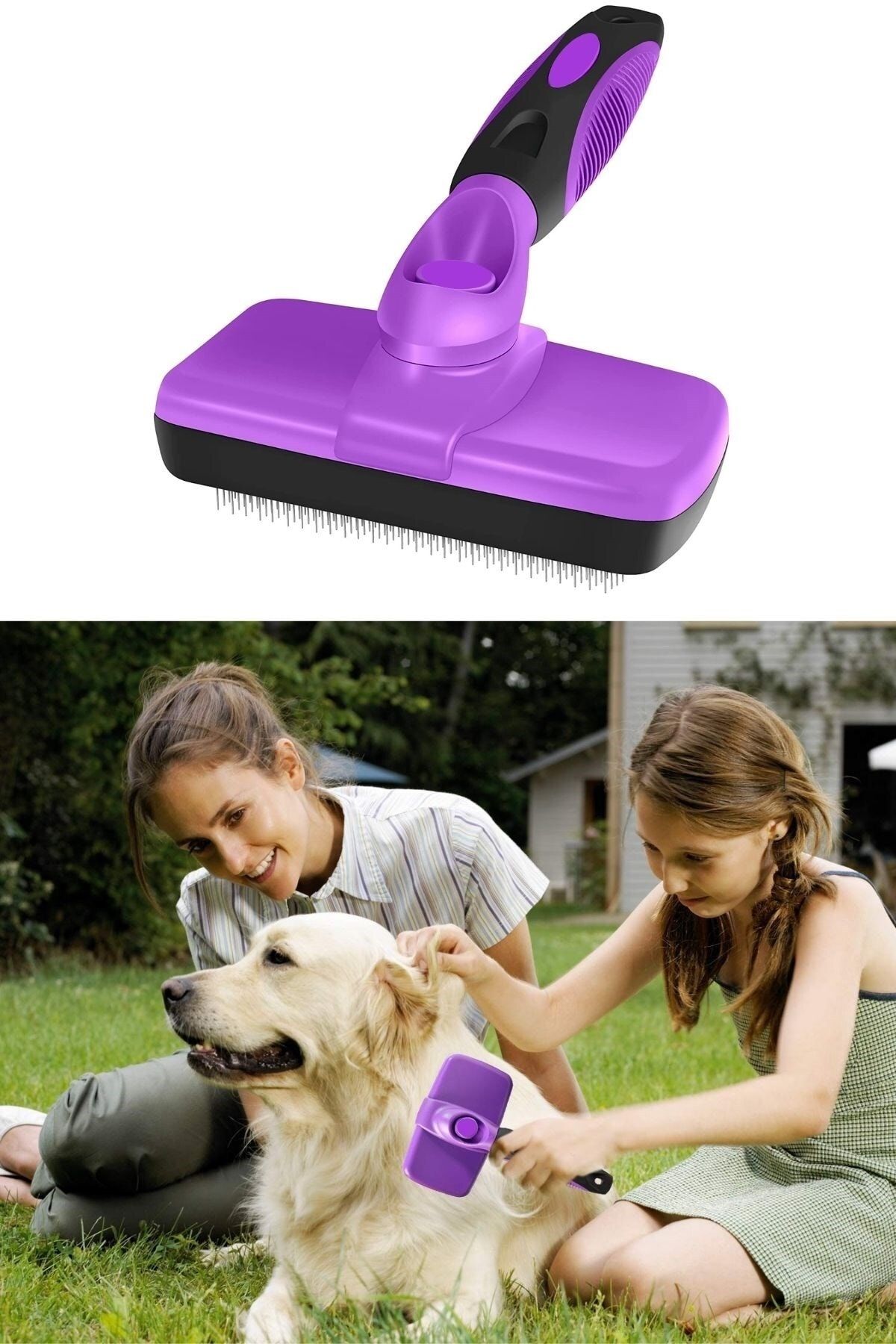 Buffer ® Otomatik Temizlenebilen Tuşlu Pratik Kedi Köpek Tüy Toplama Fırçası