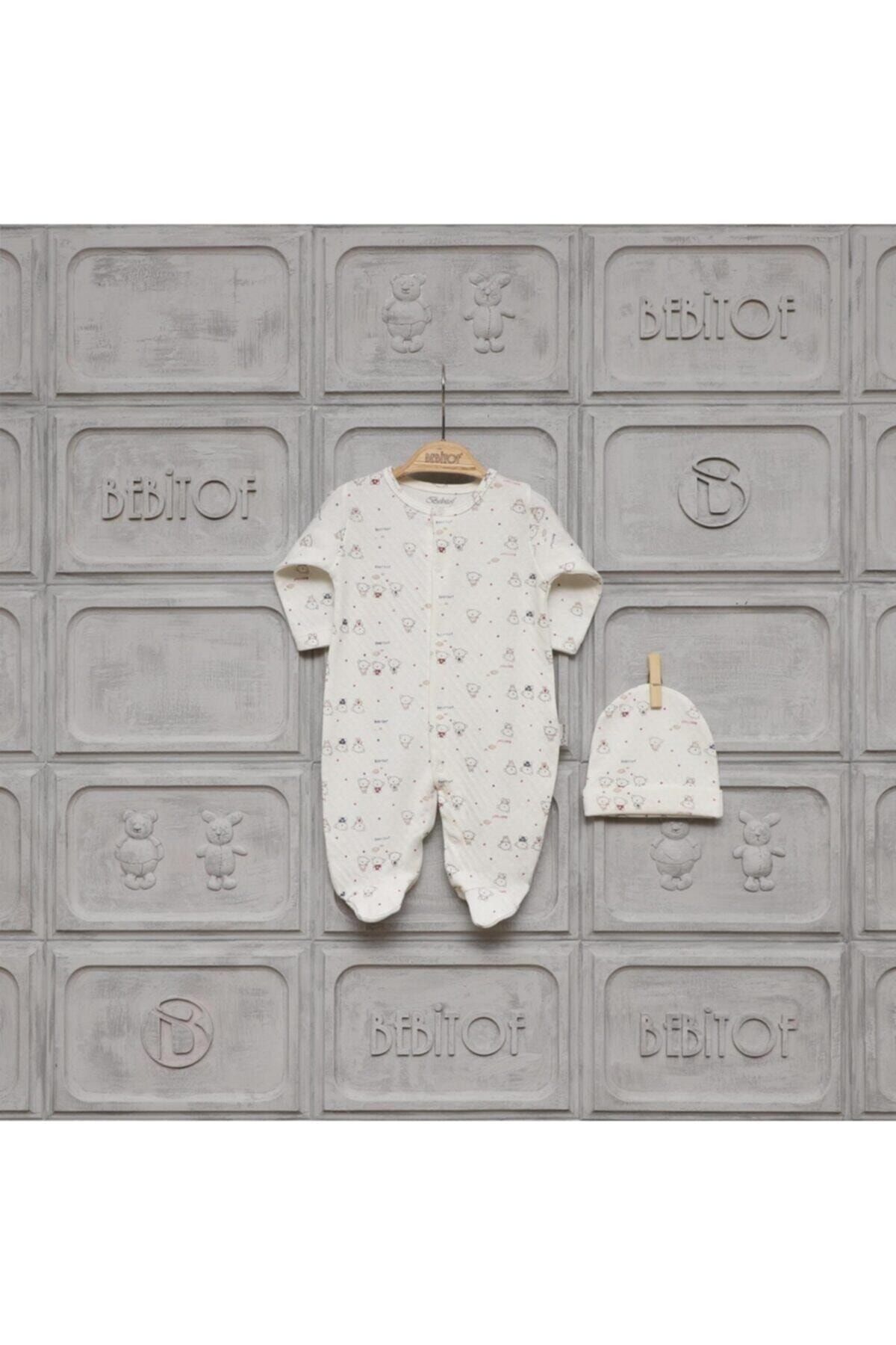 Miniworld Ayıcık Desenli Çıtçıtlı-patikli Pamuklu Kız-erkek Bebek Tulum