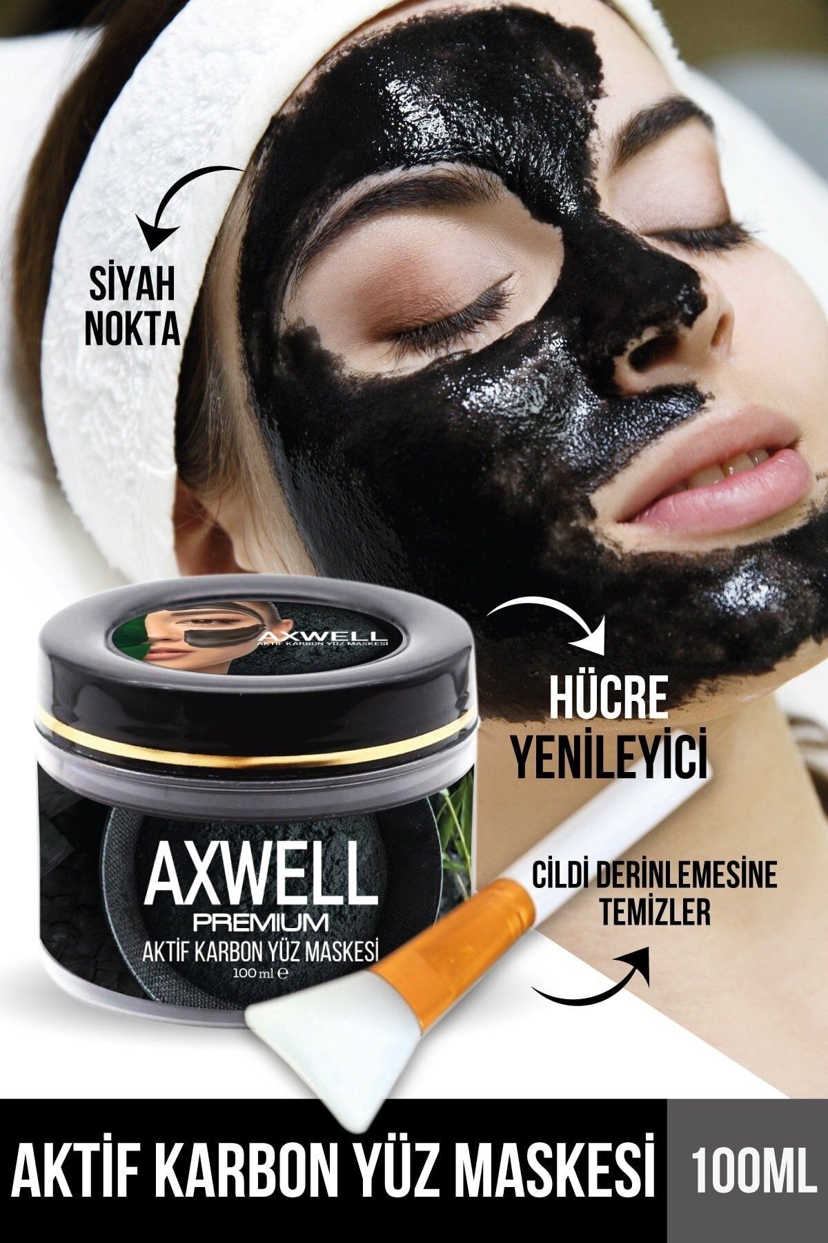 AXWELL Premium Aktif Karbon Siyah Maske 100ml