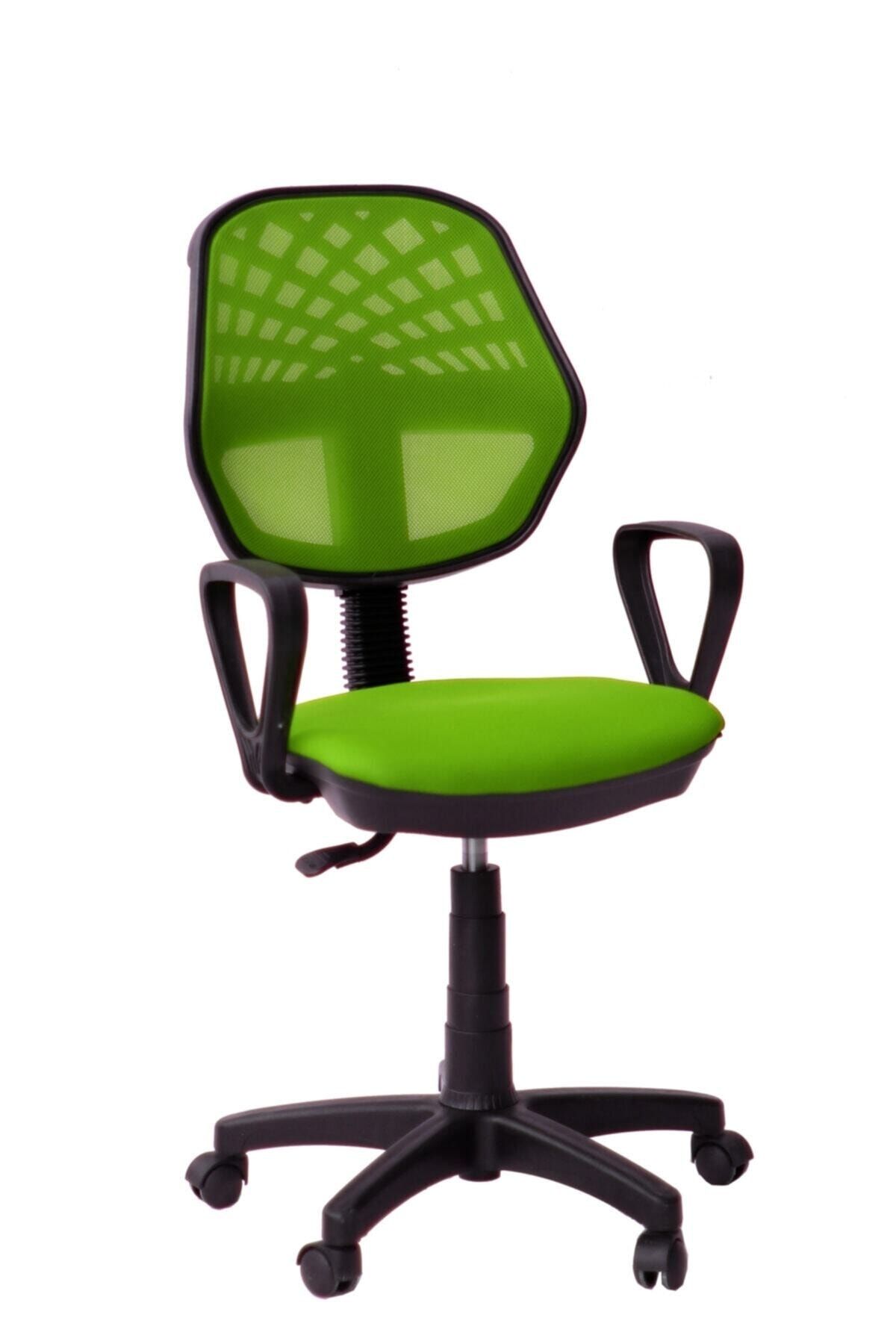 SDT TİCARET Yeşil Fileli Koltuk Sekreter Koltuğu Öğrenci Ofis Büro Koltuğu Çalışma Sandalyesi