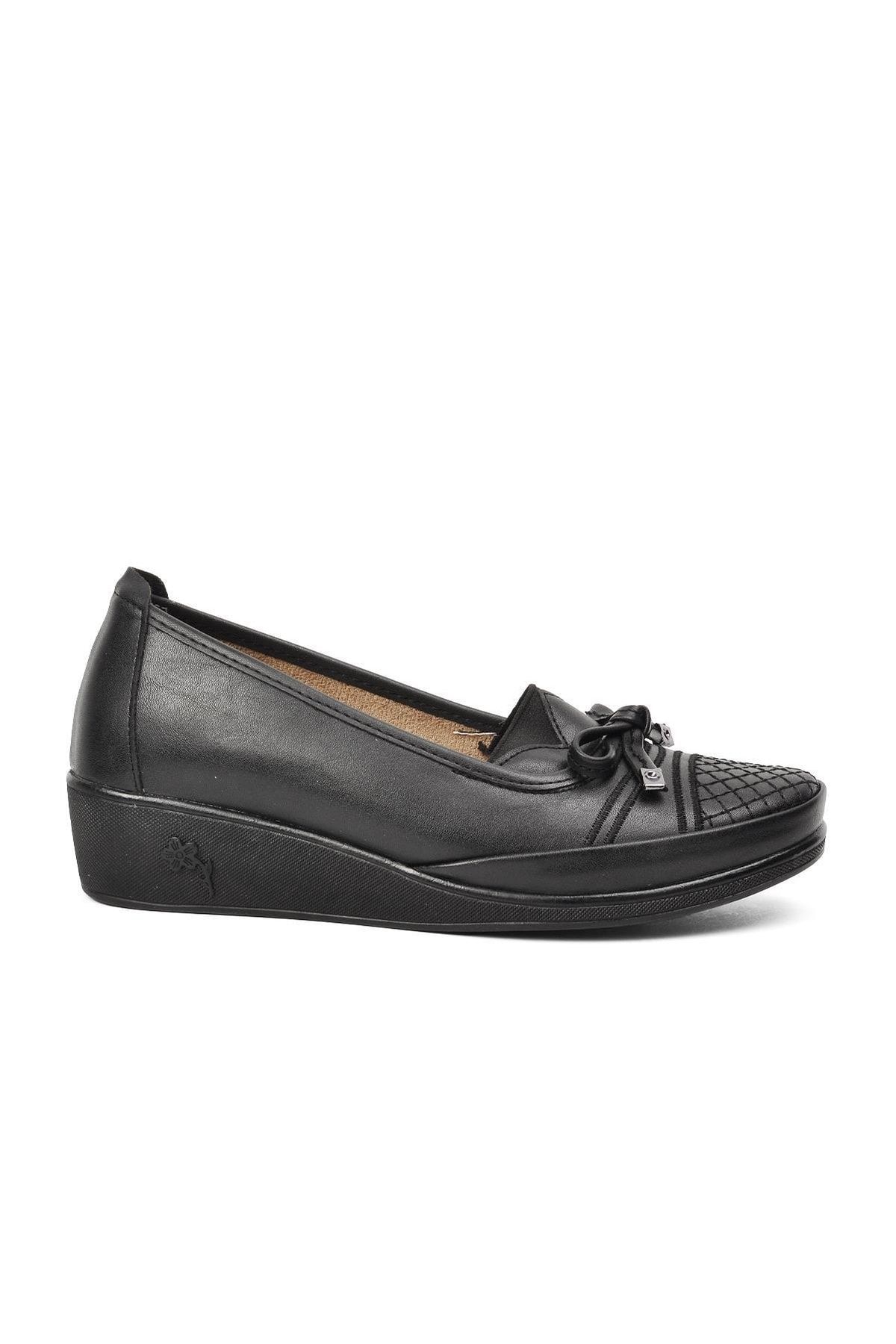 ESLEM M 137 Siyah Comfort Içi Hakiki Deri Kadın Günlük Ayakkabı