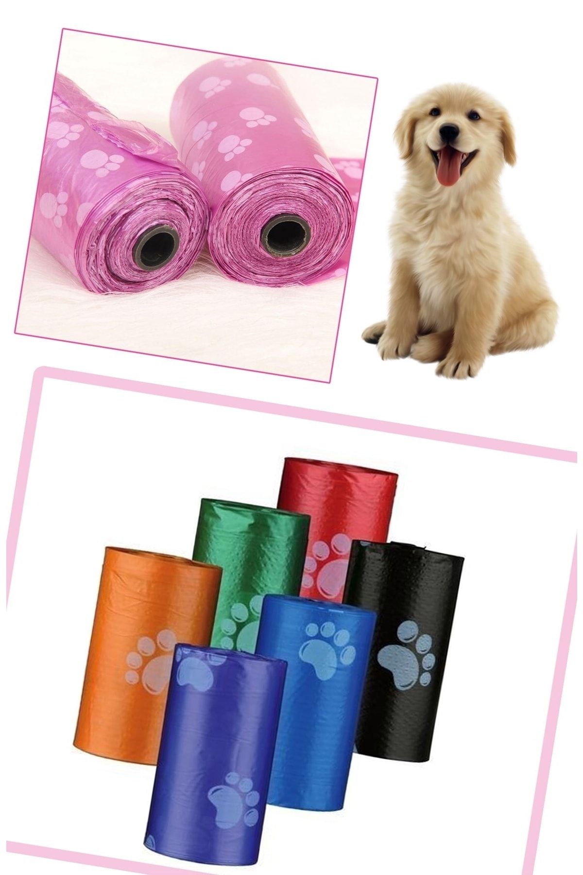 Buffer ® 4 Adet Evcil Hayvanlar Için Pati Desenli Kedi Köpek Kaka Poşeti Torbası