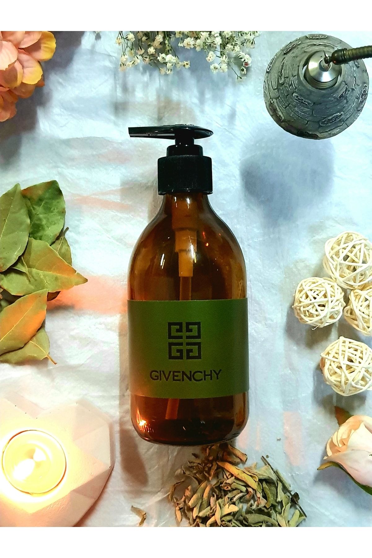 Saccura Decor Banyo Aksesuarı Givenchy Amber Kişisel Bakım Sabunluk Sıvı Sabun Şampuan Vücut Losyonu Şişesi