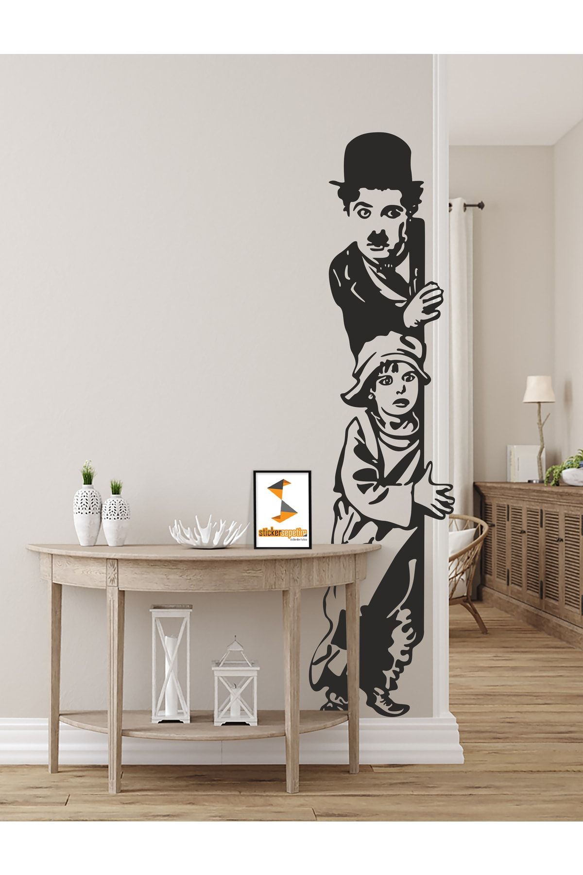 Sticker Sepetim Charlie Chapline Iıı Dekoratif Duvar Sticker - Duvar Dekoru - Duvar Süsü