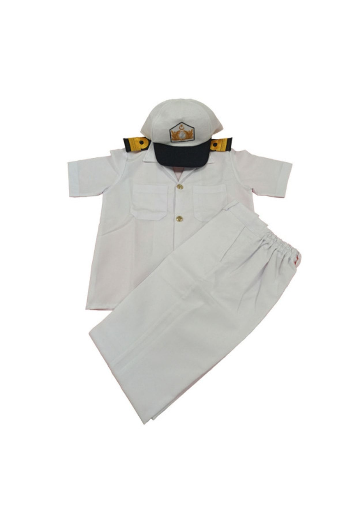 BURAK ASKERİ MALZEME Beyaz Kisa Kollu Yuzbasi Denizci Cocuk Kiyafet Kostum Takimi