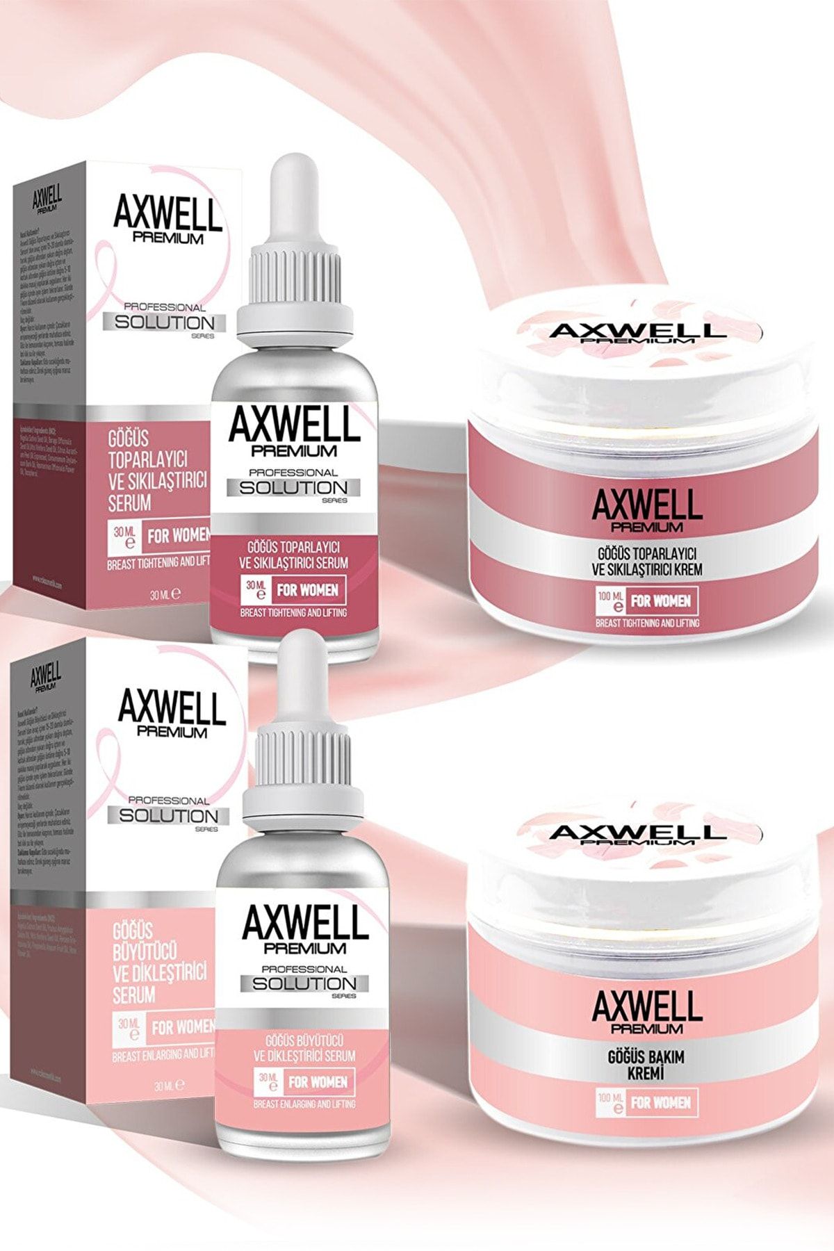 AXWELL Premium 4'lü Göğüs Bakım Seti (büyütücü Ve Dikleştirici & Sıkılaştırıcı Ve Toparlayıcı)