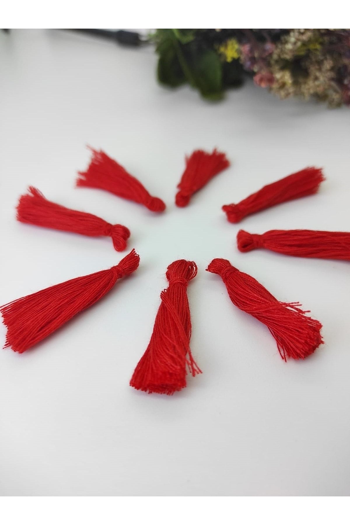 Hobigram Kırmızı Pamuk Püskül 10 Adet 3 cm