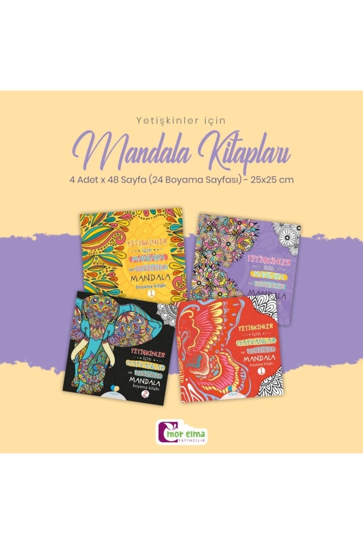Mor Elma Yayıncılık Yetişkinler Için Mandala Boyama Kitabı 4 Adet