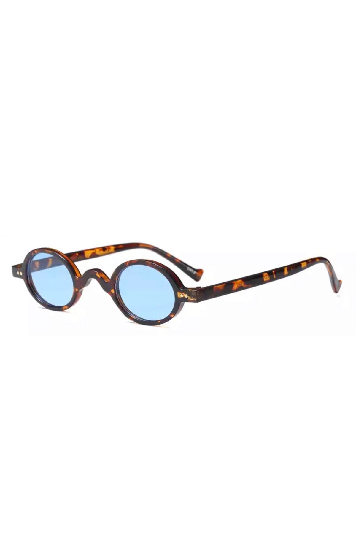 By Design Sunglasses Unisex Mavi Küçük Leopar Retro Çerçeveli Güneş Gözlüğü