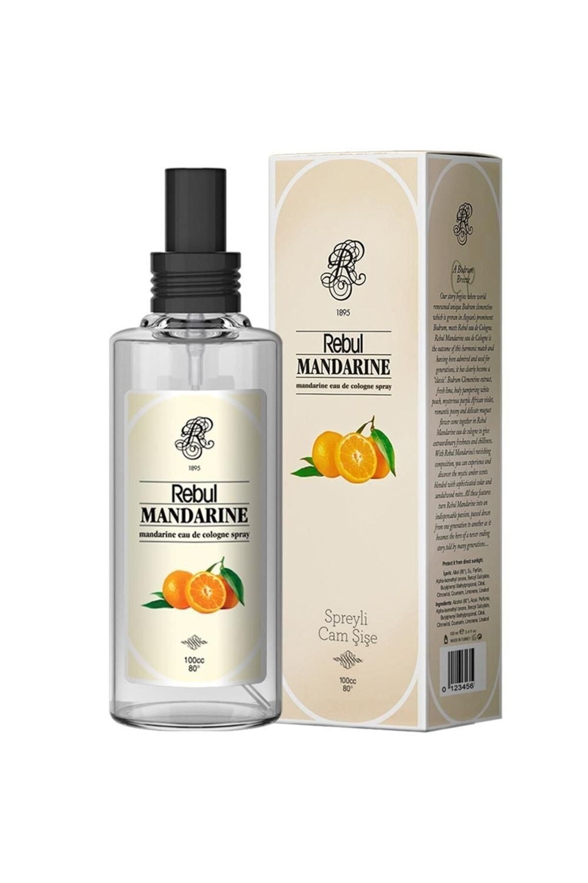 Rebul 100 ml Mandarine Spreyli Cam Şişe Kolonya